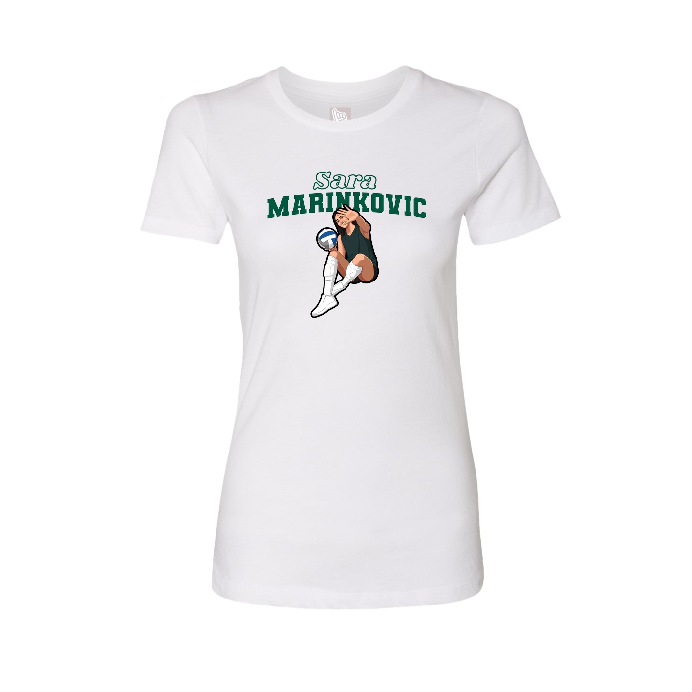 Fitted Women's Tee — Name Arch in White