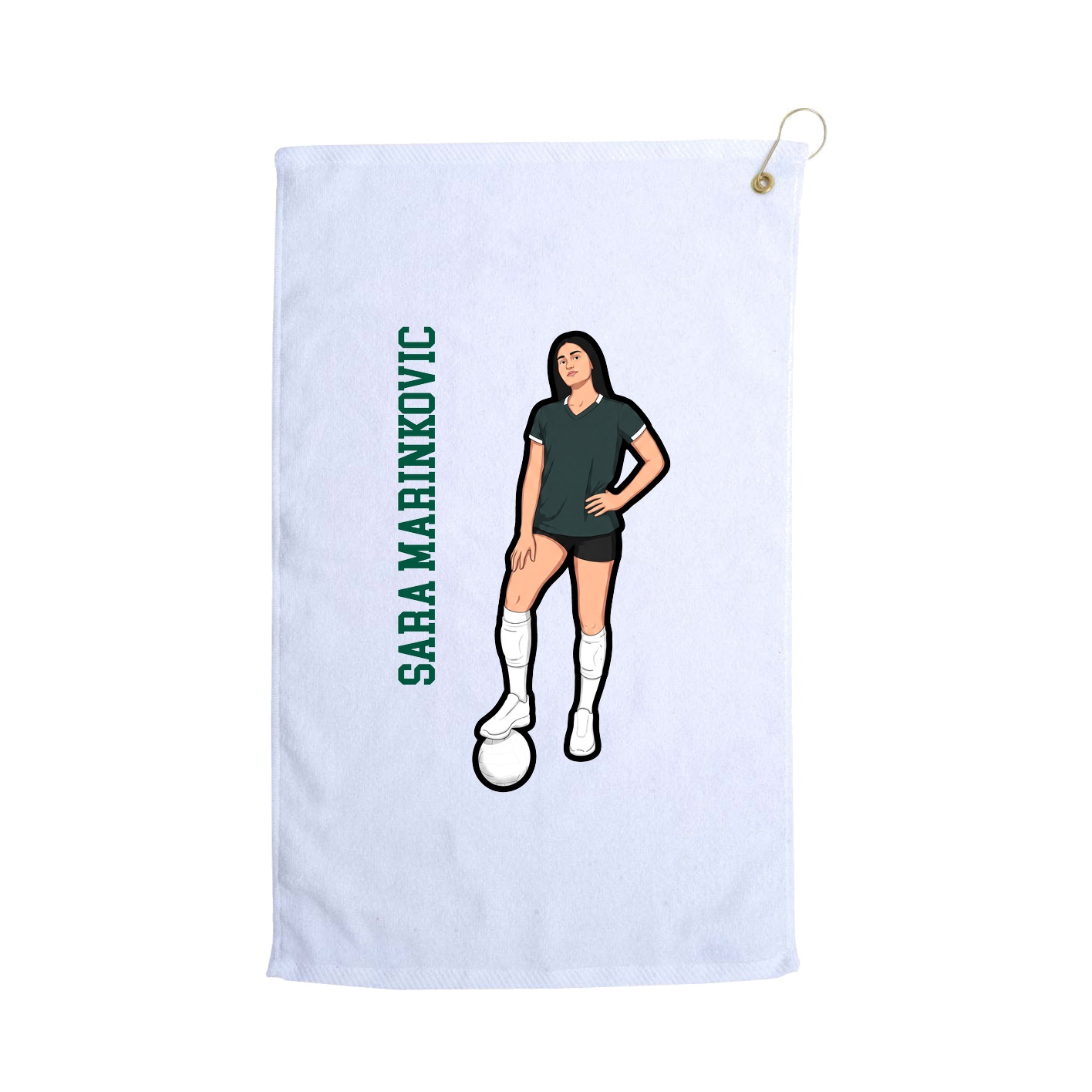 Golf Towel — Name Vertical in White