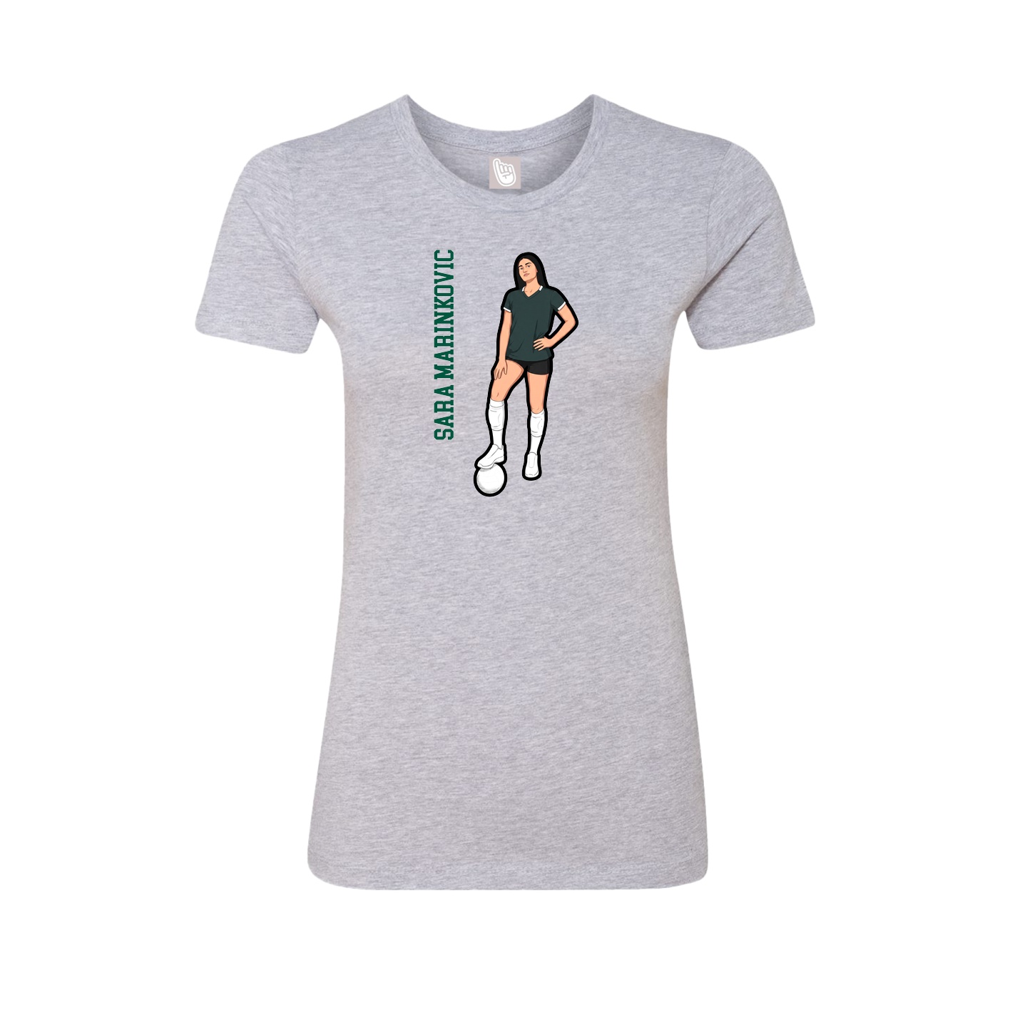 Fitted Women's Tee — Name Vertical in Grey