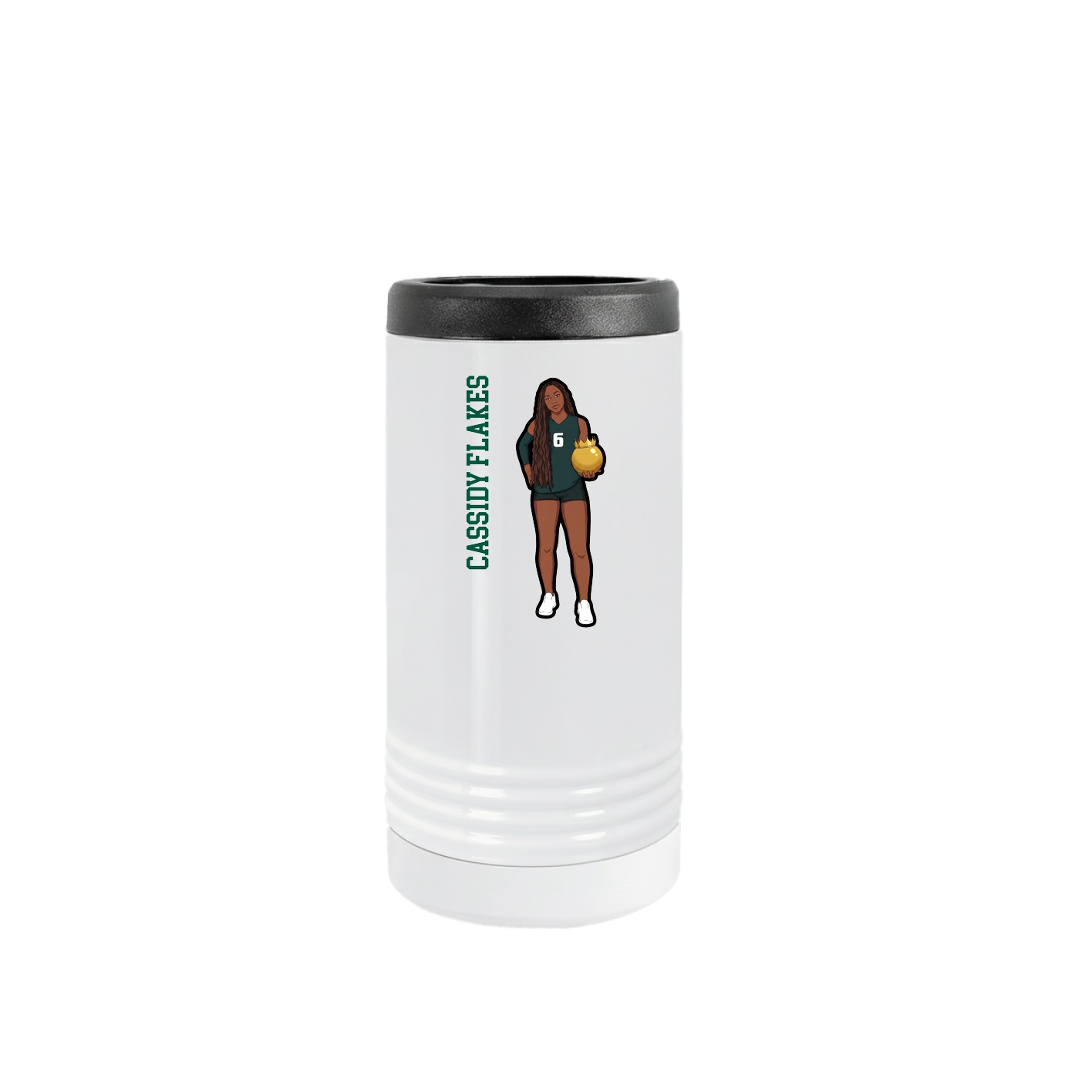Slim Beverage Holder — Name Vertical in White