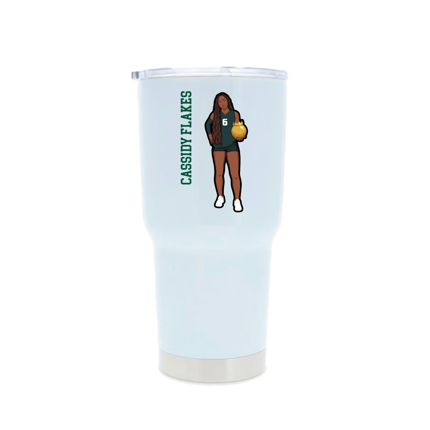 30oz Stainless Steel Tumbler — Name Vertical in White
