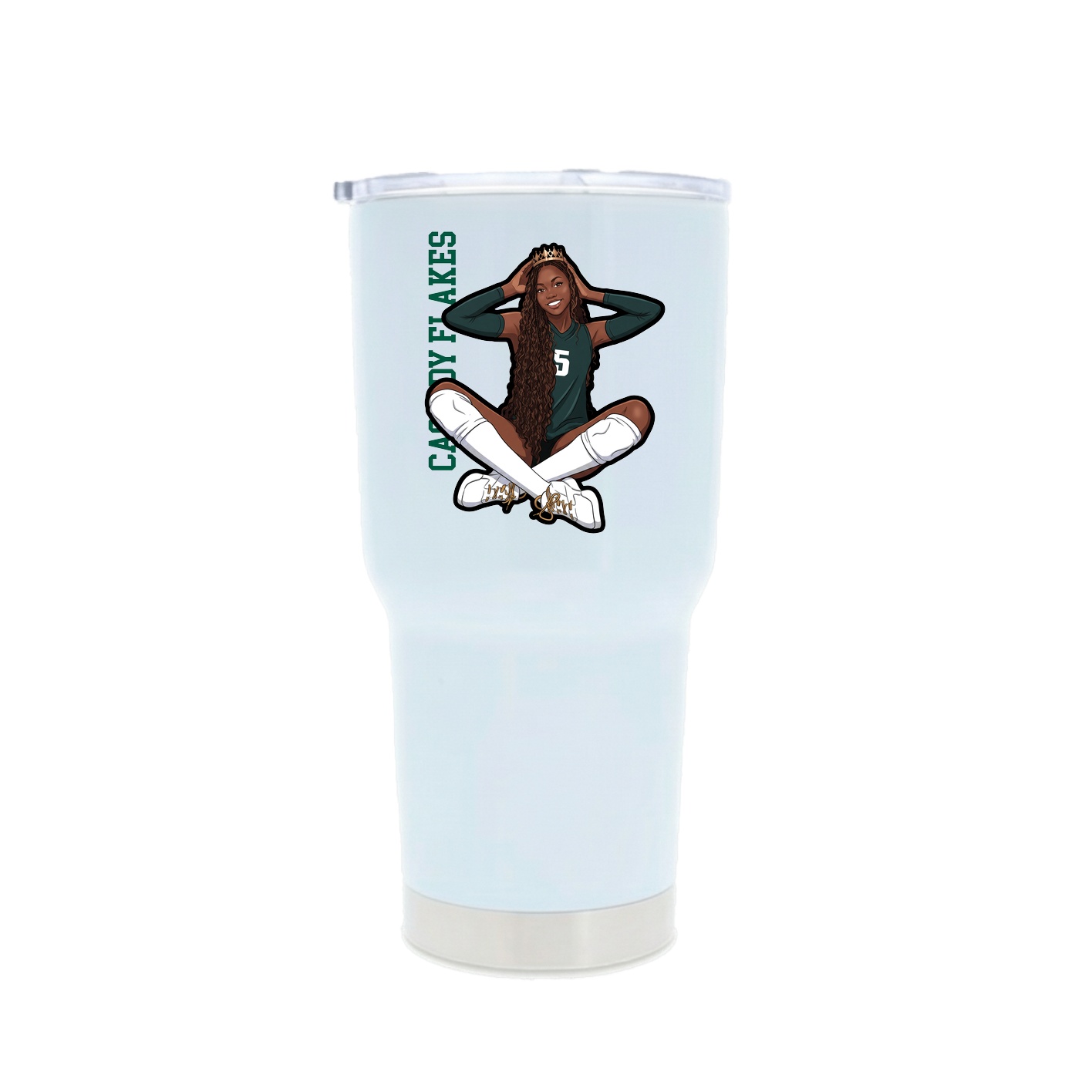 30oz Stainless Steel Tumbler — Name Vertical in White