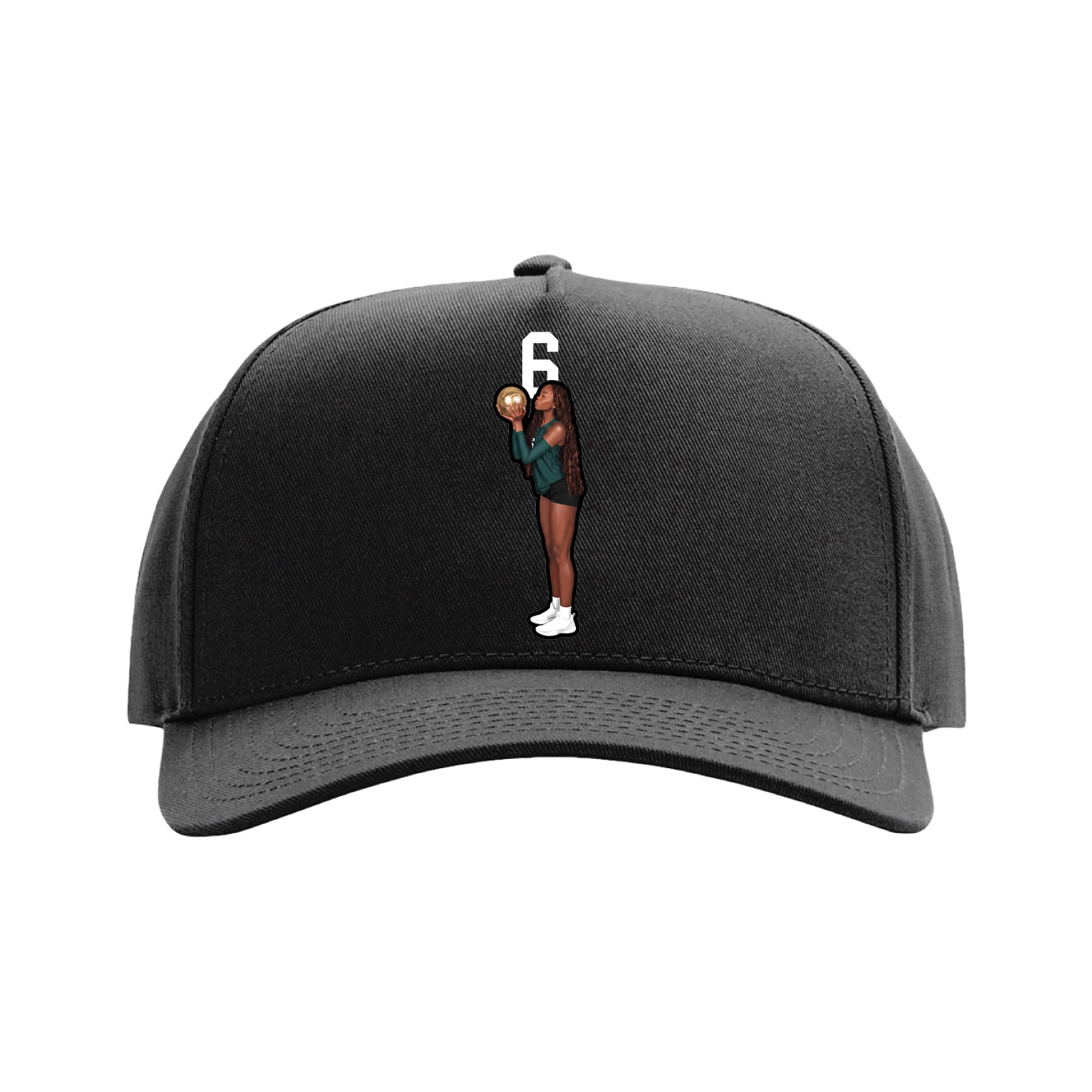Full Fabric Five-Panel Champ Cap — Number Top in Black