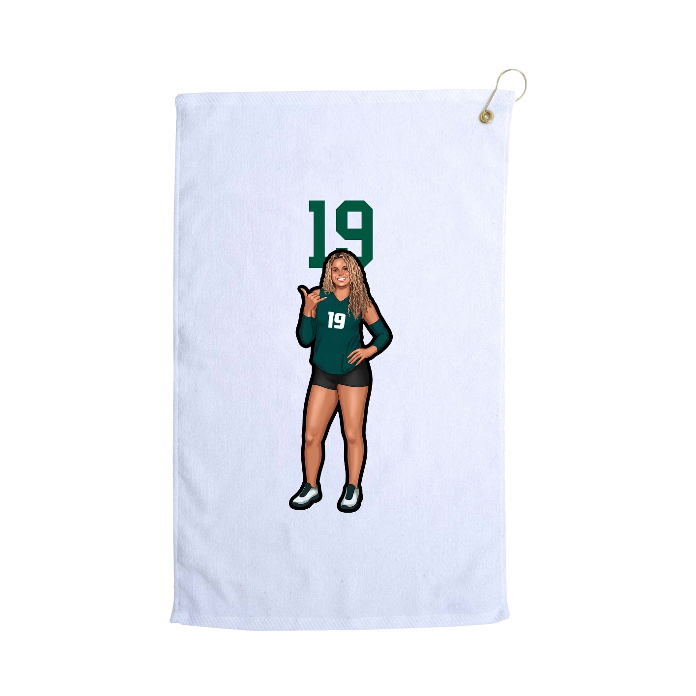 Golf Towel — Number Top in White