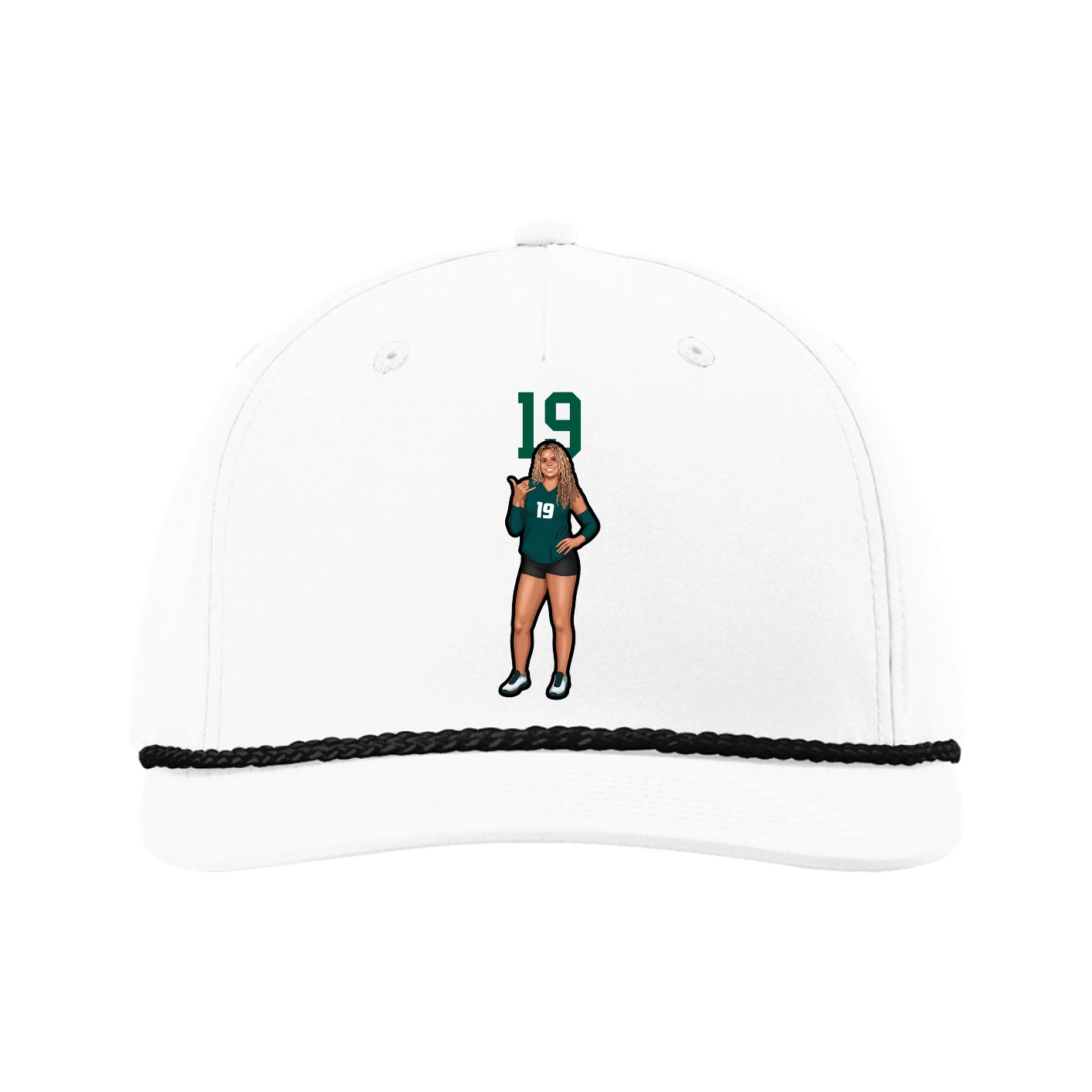 Five-Panel Classic Rope Cap — Number Top in White