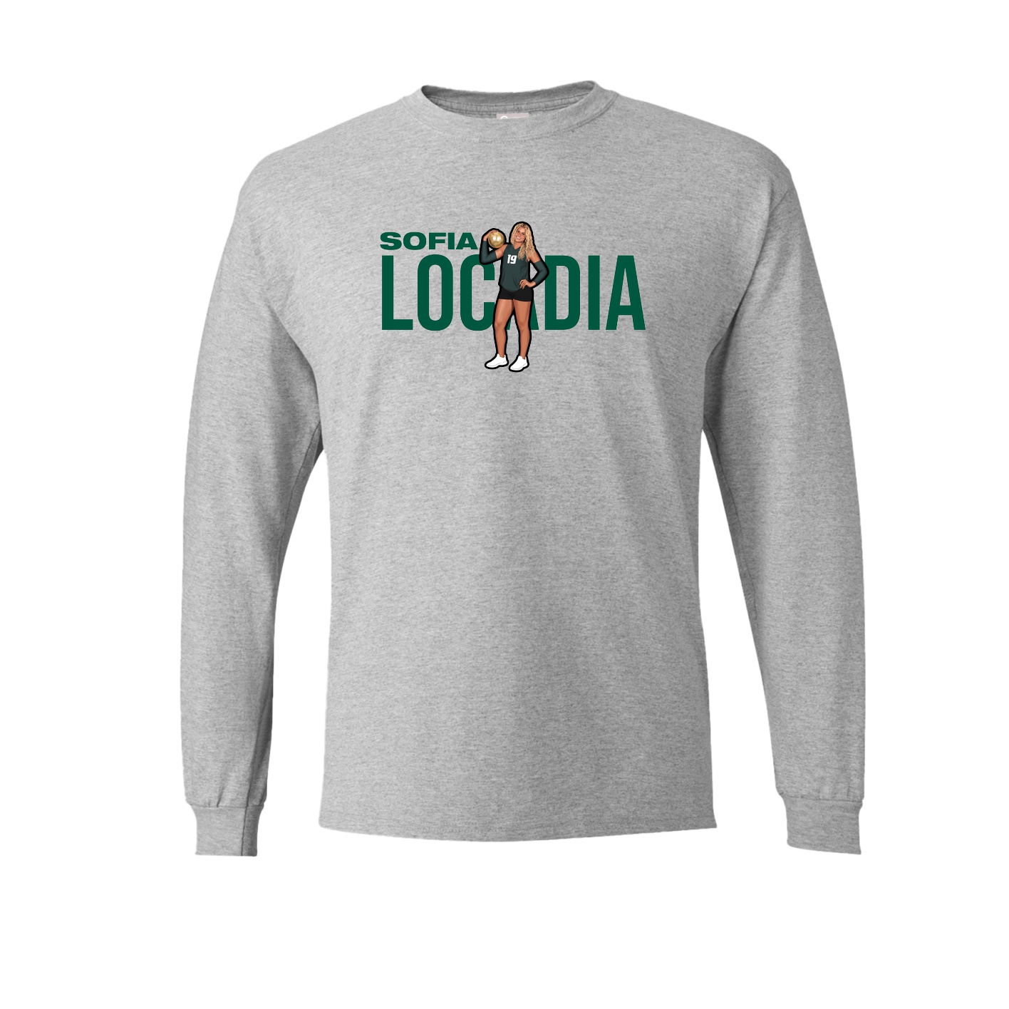 Long Sleeve Tee — Player Name in Grey