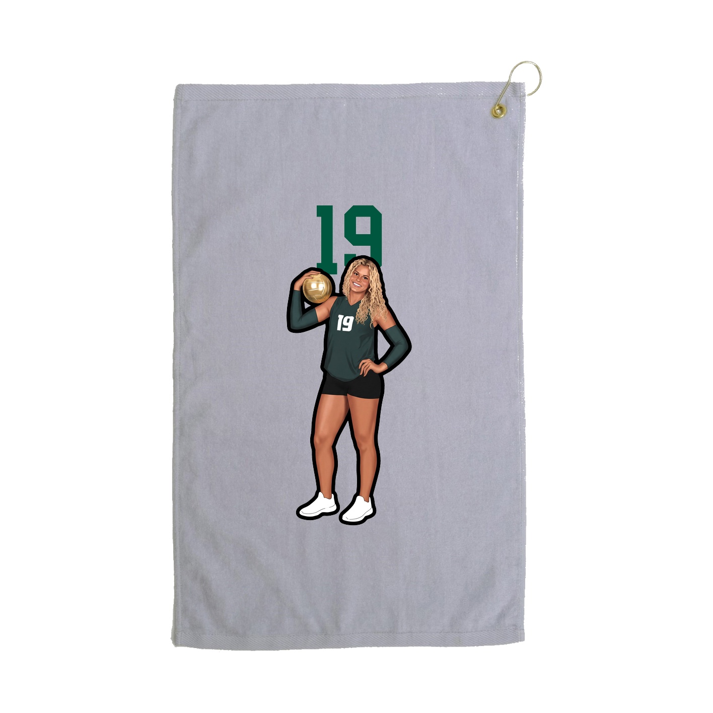 Golf Towel — Number Top in Grey