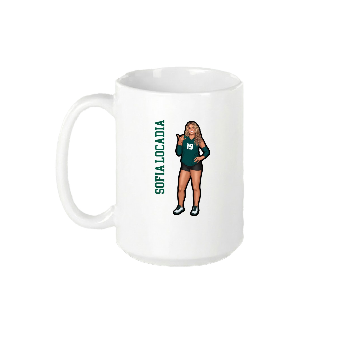 15oz Coffee Mug — Name Vertical in White