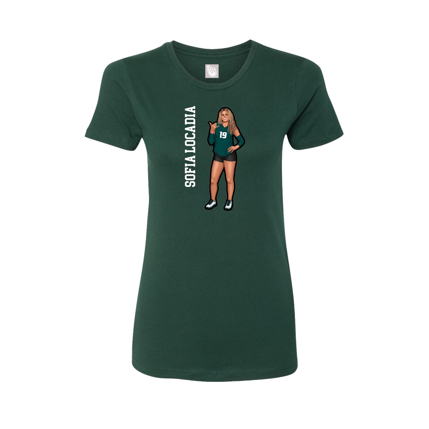 Fitted Women's Tee — Name Vertical in Green