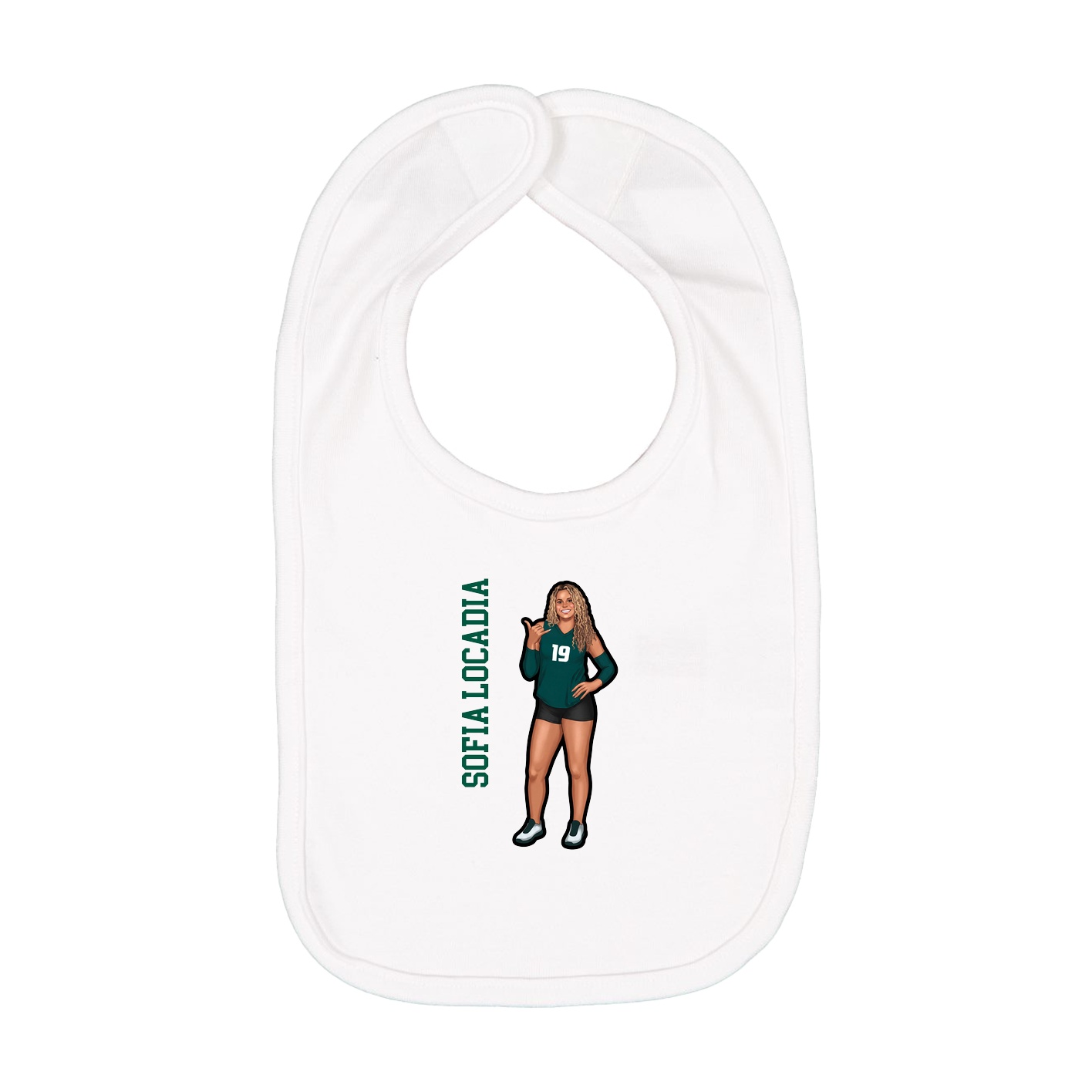 Infant Bib — Name Vertical in White