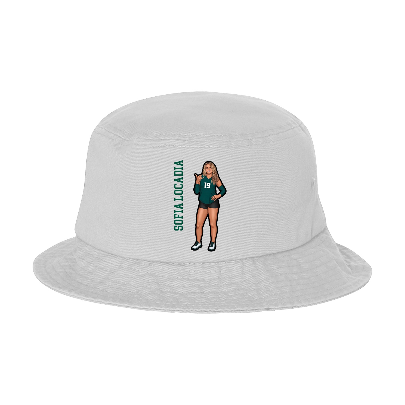 Bucket Cap — Name Vertical in White