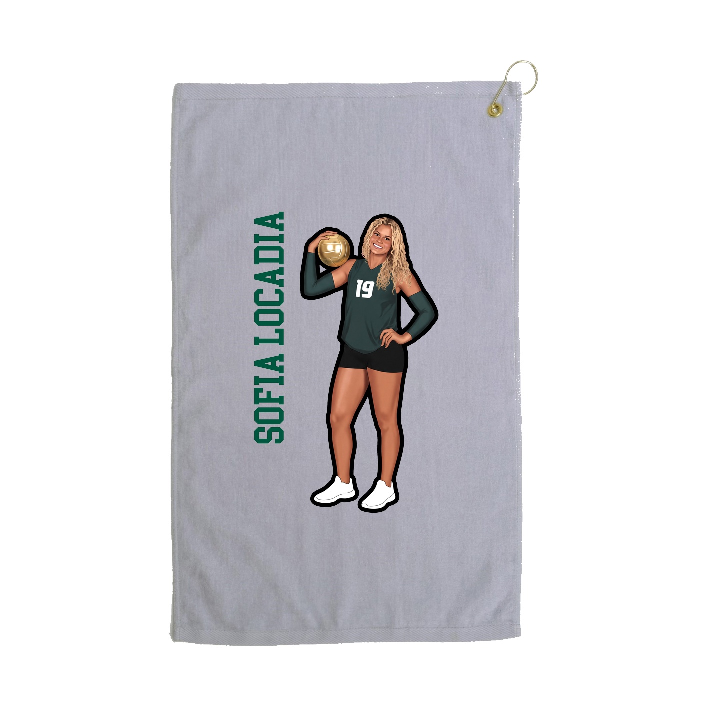 Golf Towel — Name Vertical in Grey