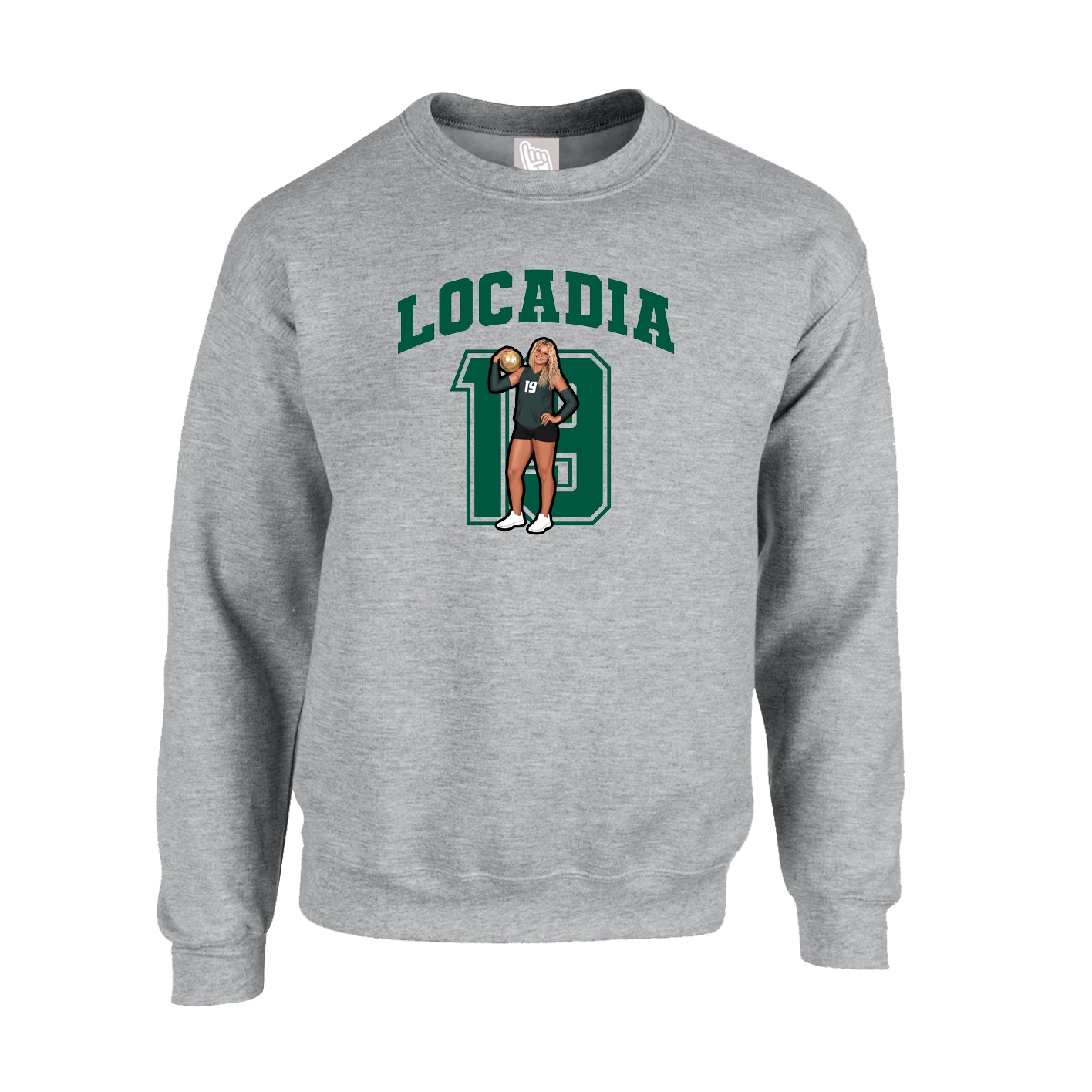 Fleece Crew — Number in Grey