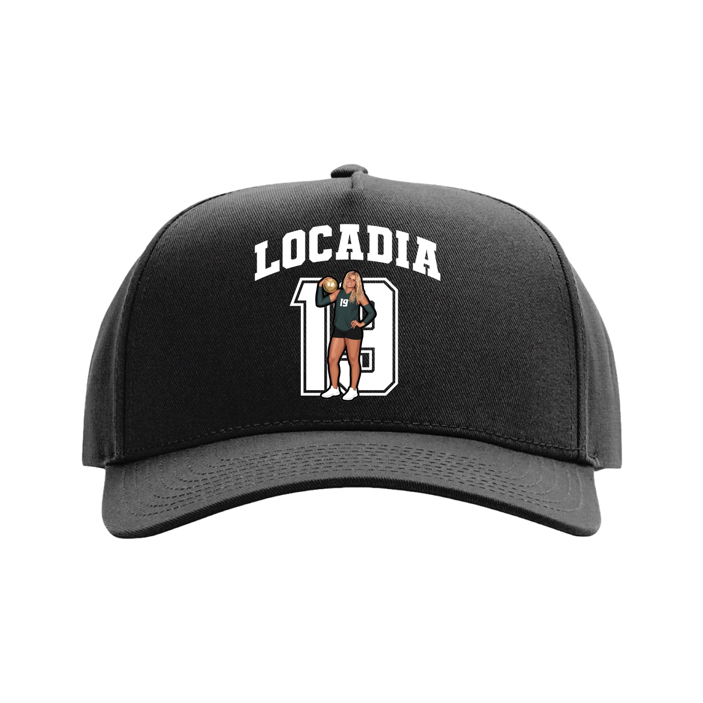 Full Fabric Five-Panel Champ Cap — Number in Black