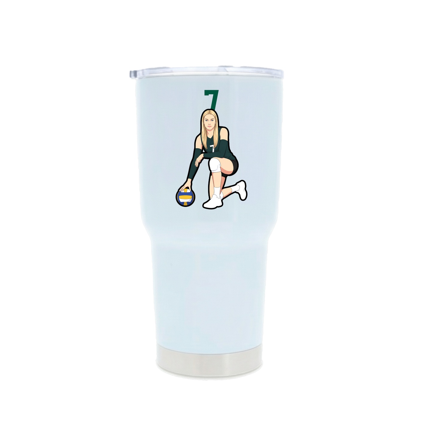 30oz Stainless Steel Tumbler — Number Top in White