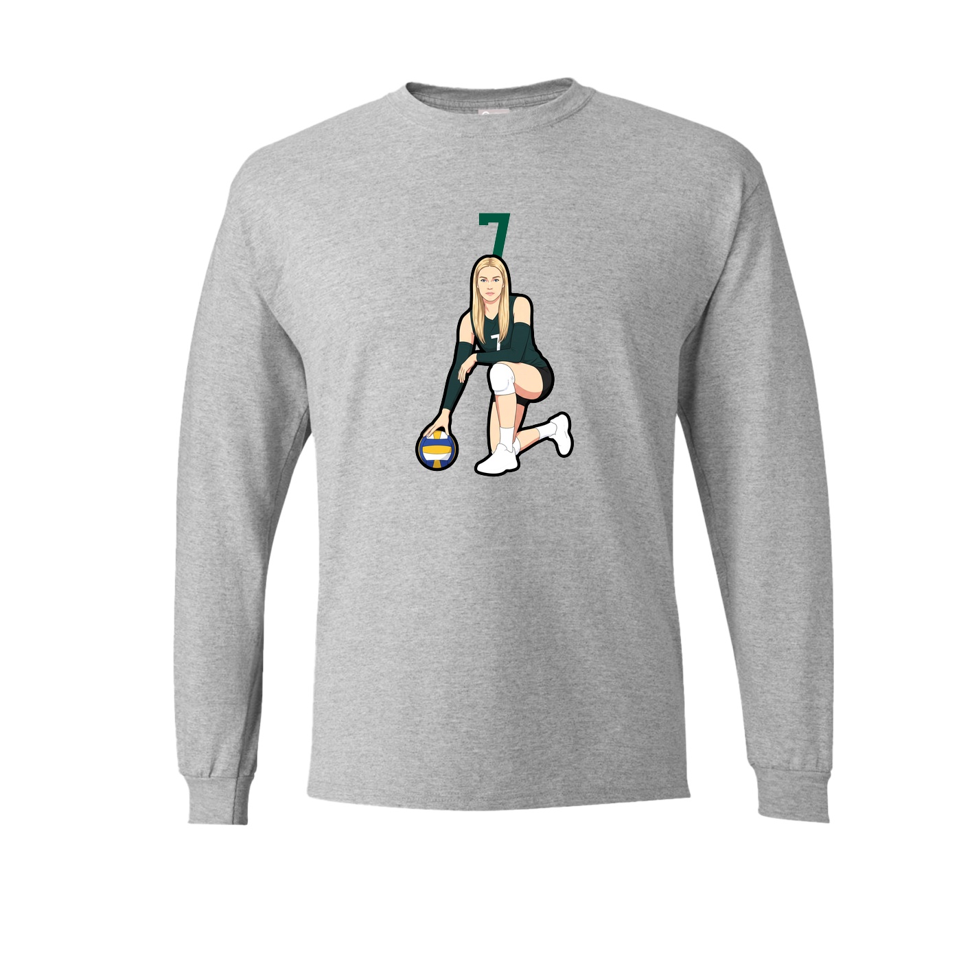 Long Sleeve Tee — Number Top in Grey
