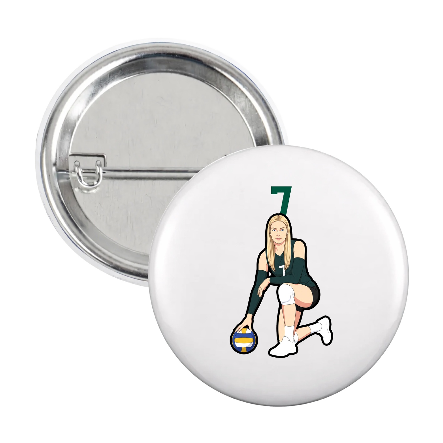 Game Day Button — Number Top in White