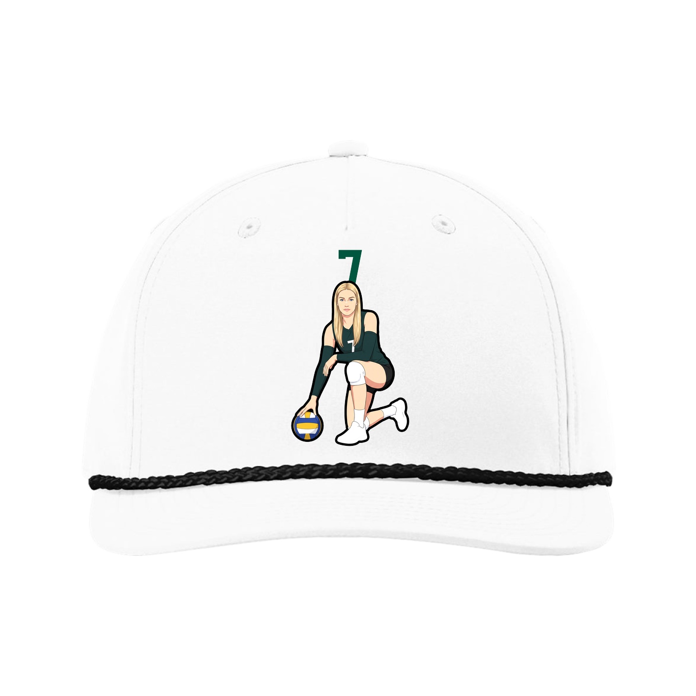 Five-Panel Classic Rope Cap — Number Top in White