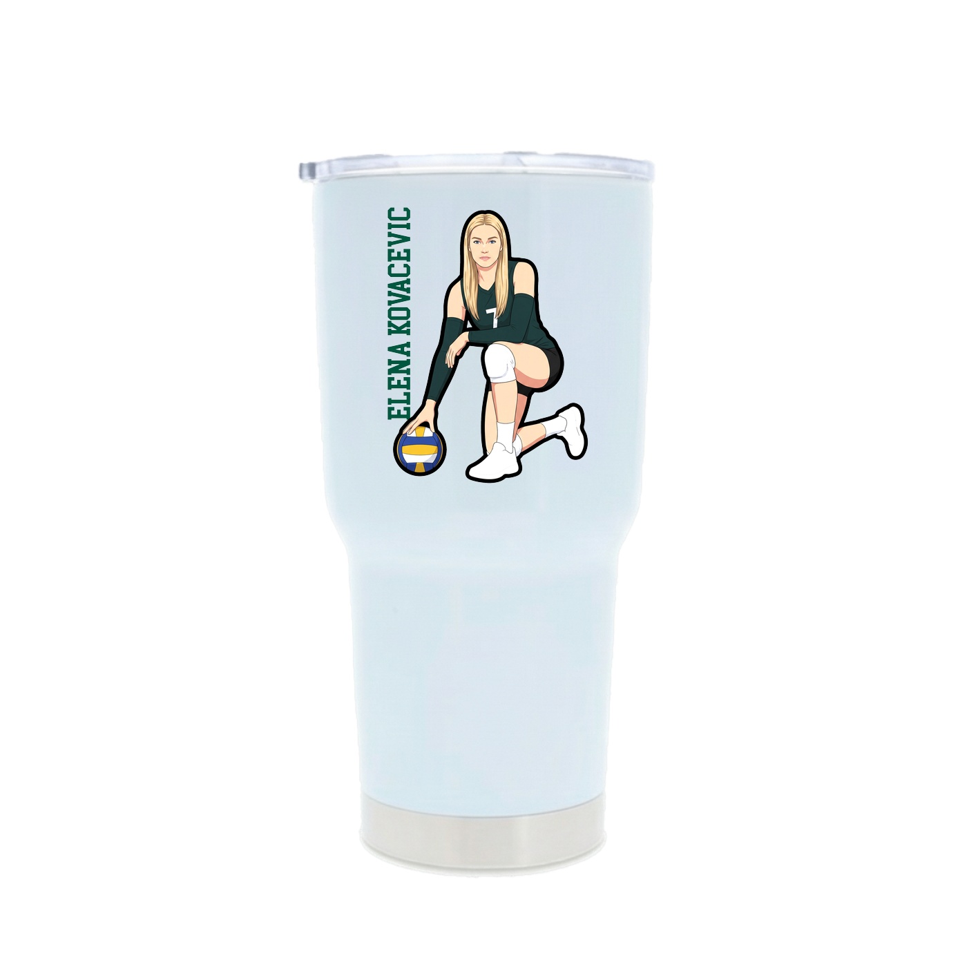 30oz Stainless Steel Tumbler — Name Vertical in White