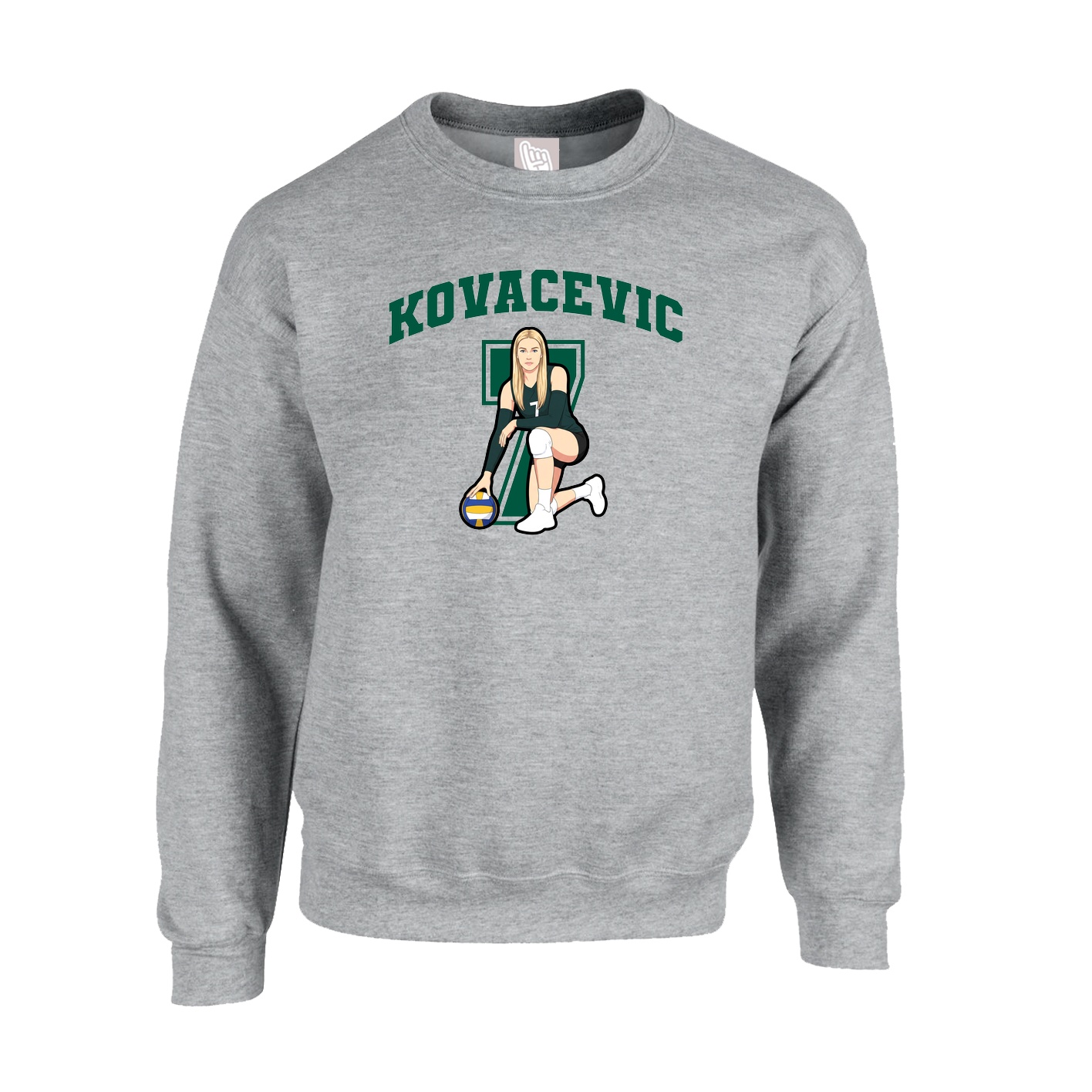 Fleece Crew — Number in Grey