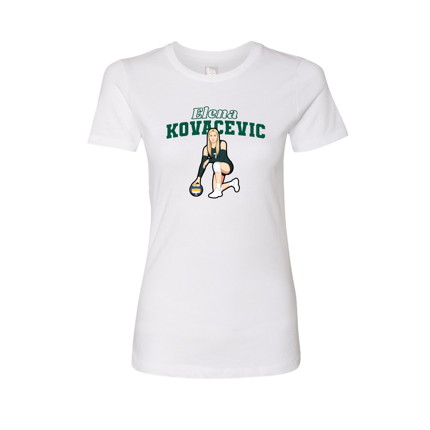 Fitted Women's Tee — Name Arch in White