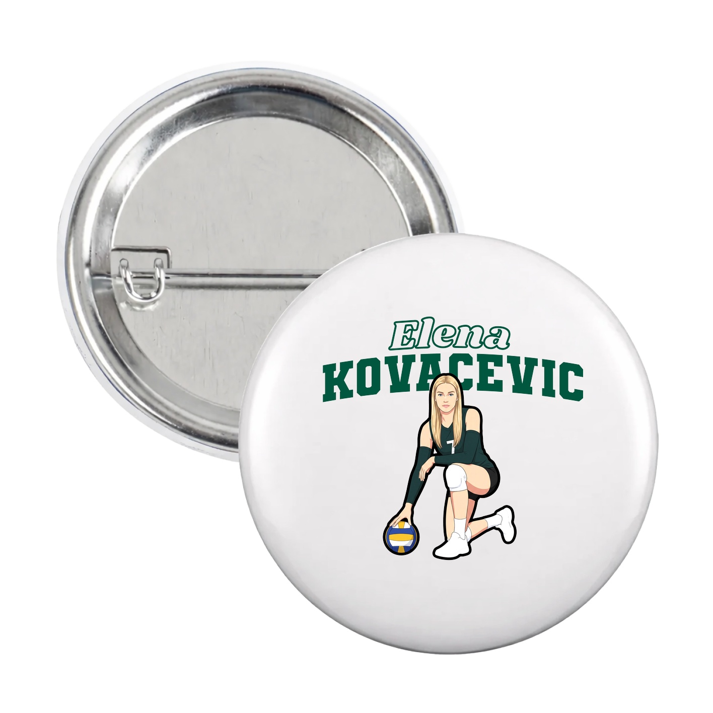 Game Day Button — Name Arch in White