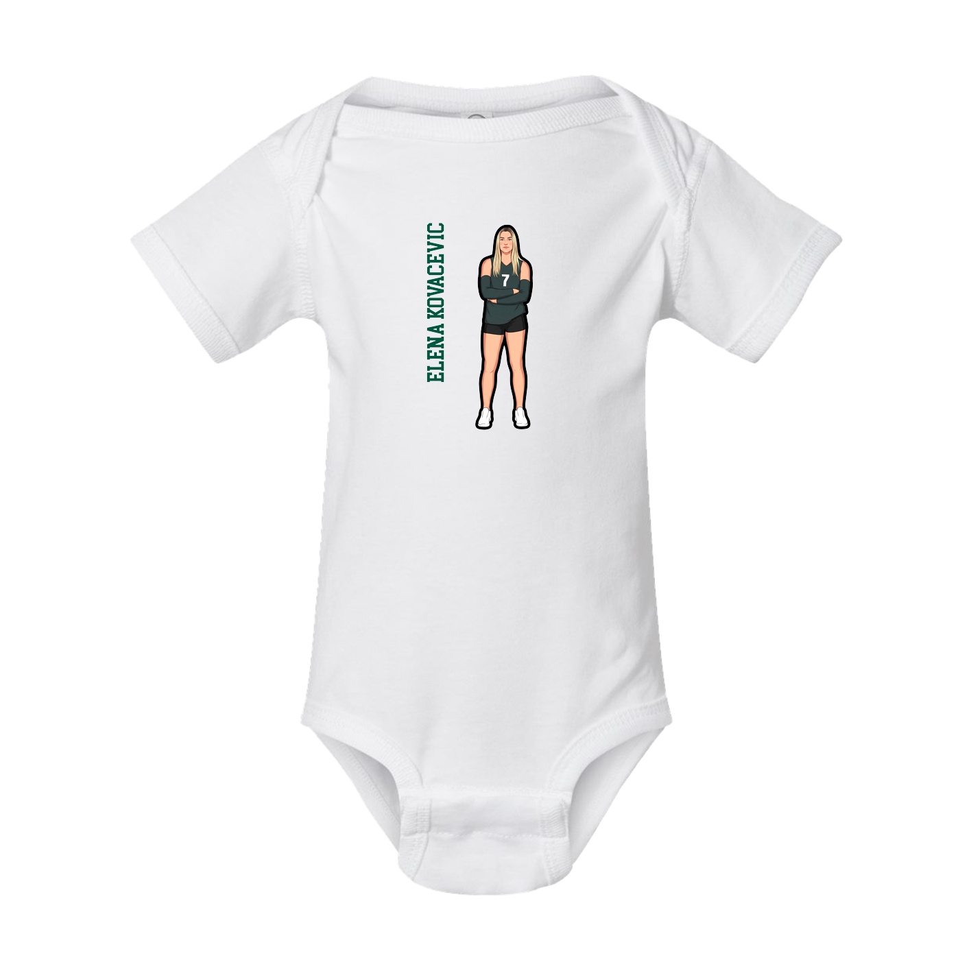 Baby Onesie — Name Vertical in White
