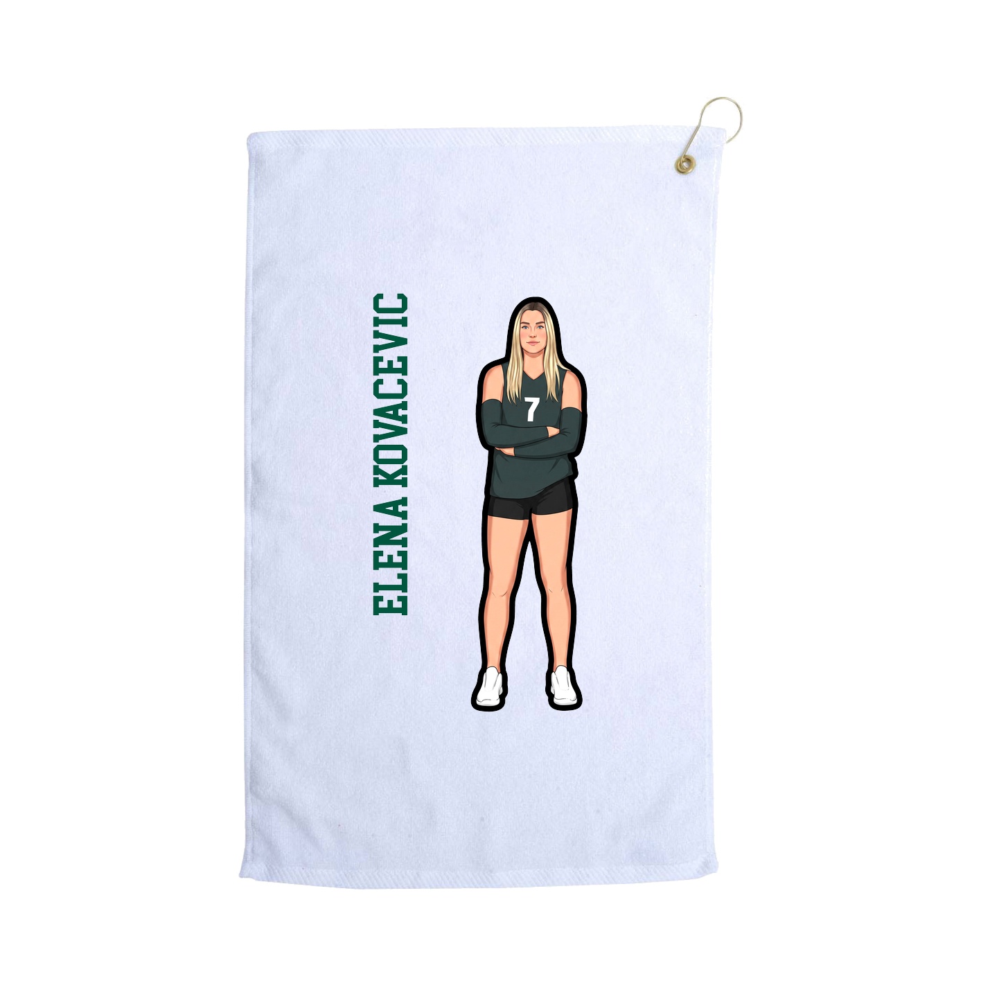 Golf Towel — Name Vertical in White