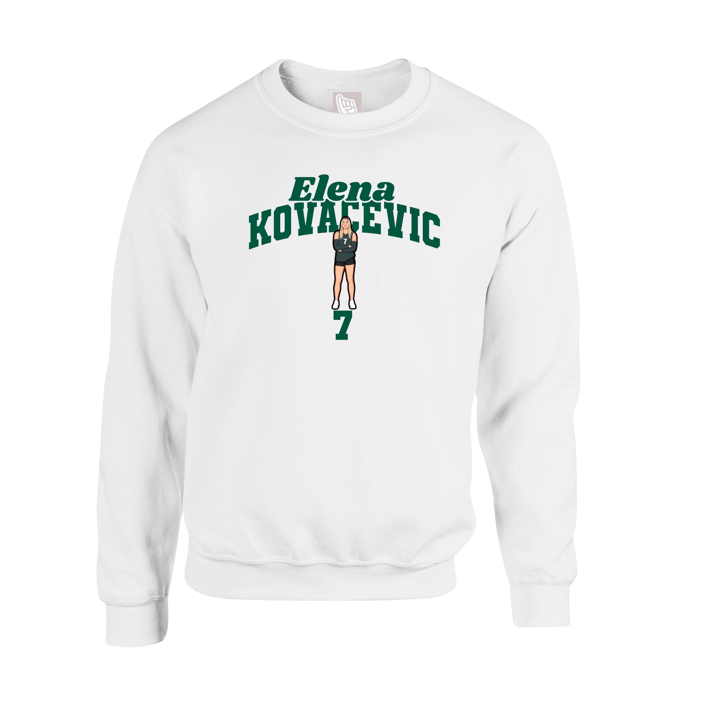 Fleece Crew — Signature Arch in White