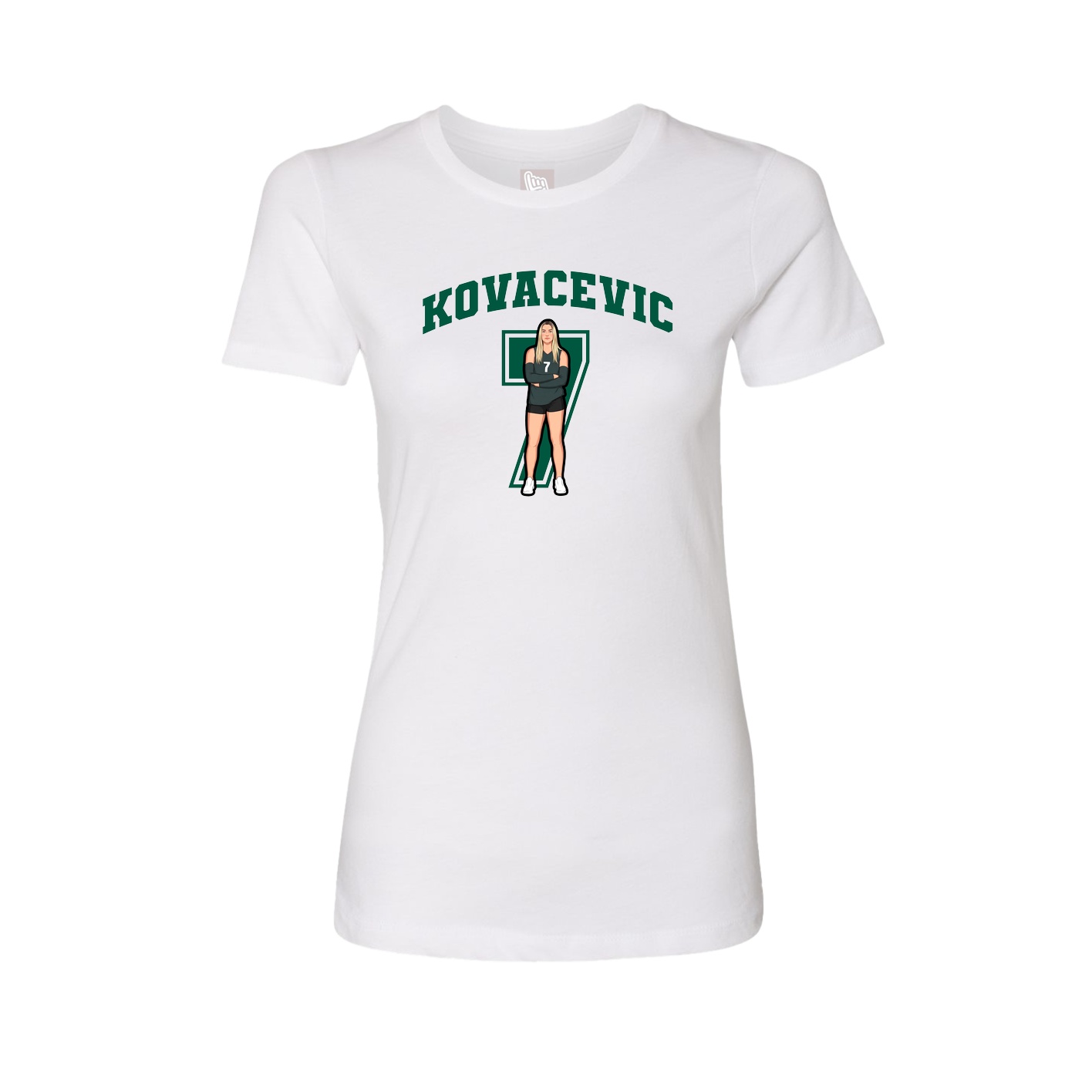 Fitted Women's Tee — Number in White