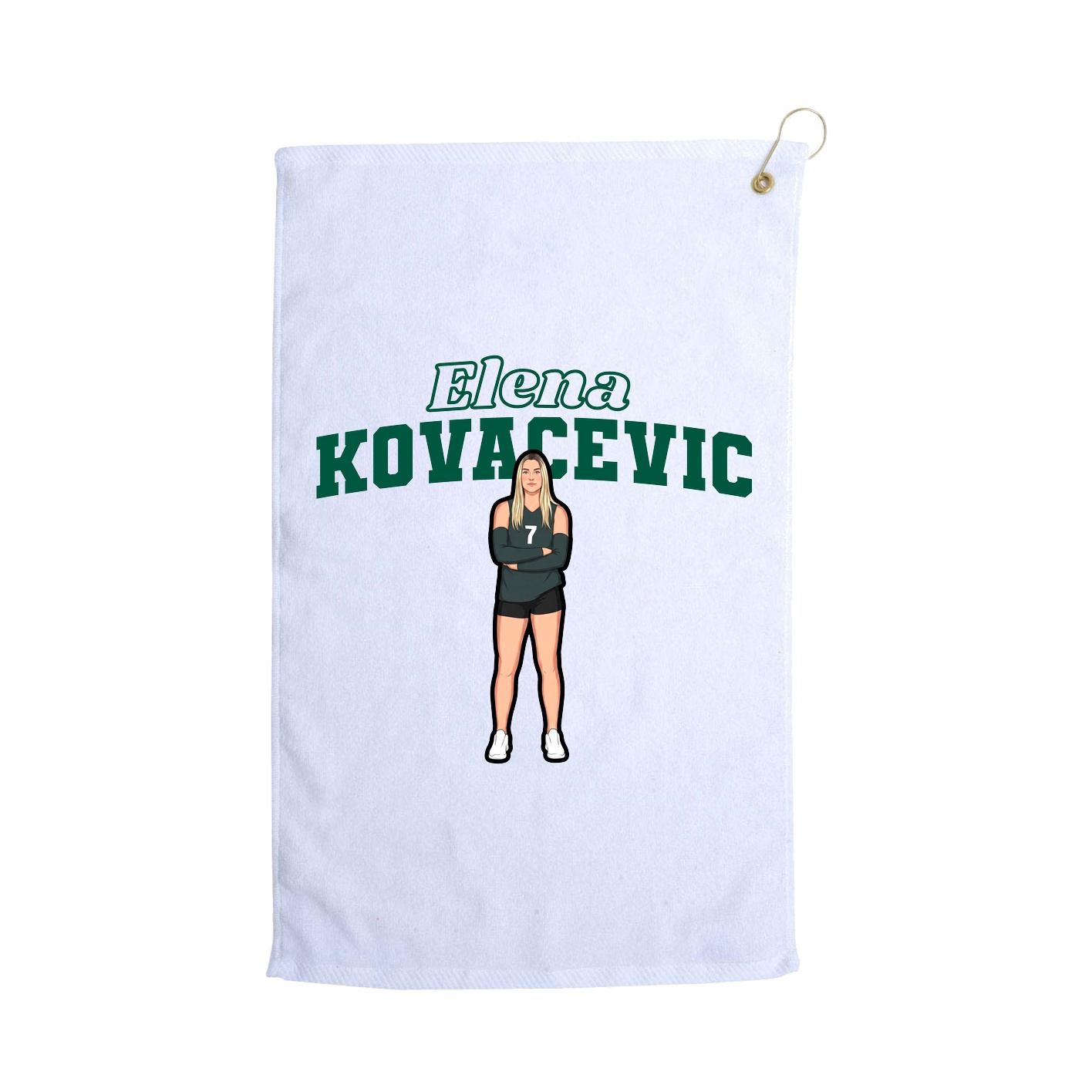 Golf Towel — Name Arch in White
