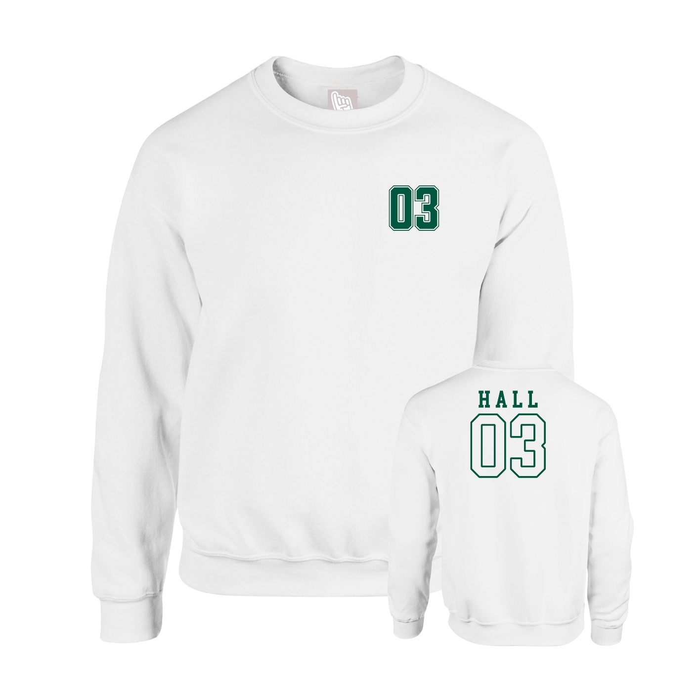 Fleece Crew — Chest Back in White