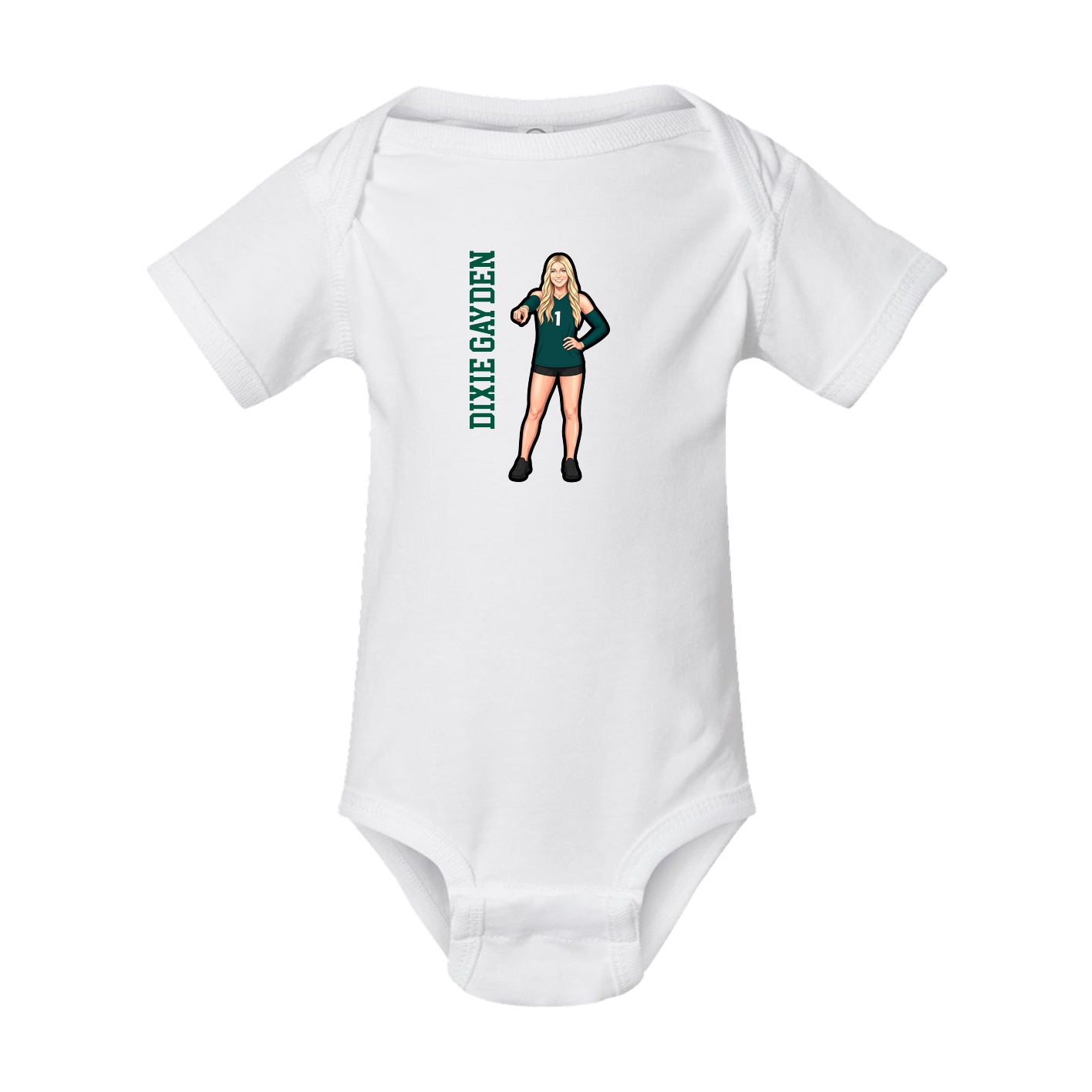 Baby Onesie — Name Vertical in White