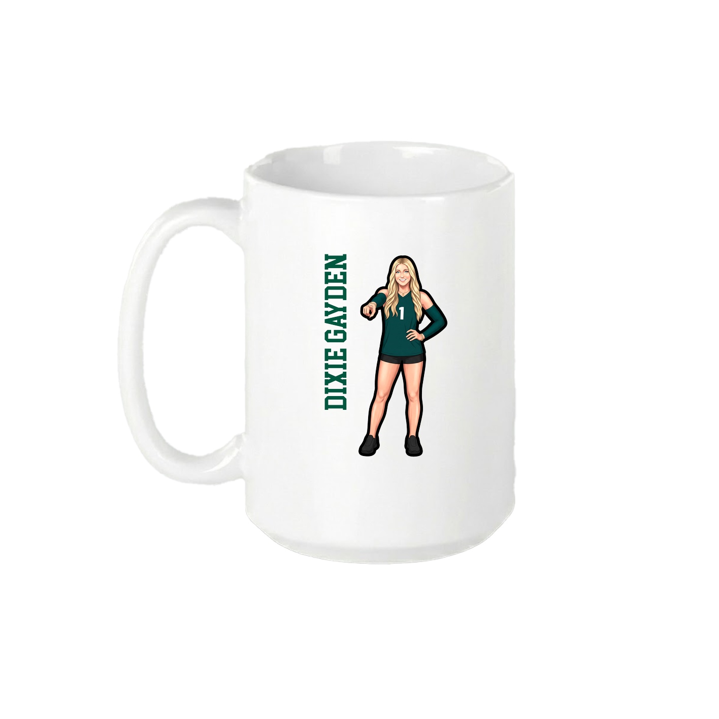 15oz Coffee Mug — Name Vertical in White