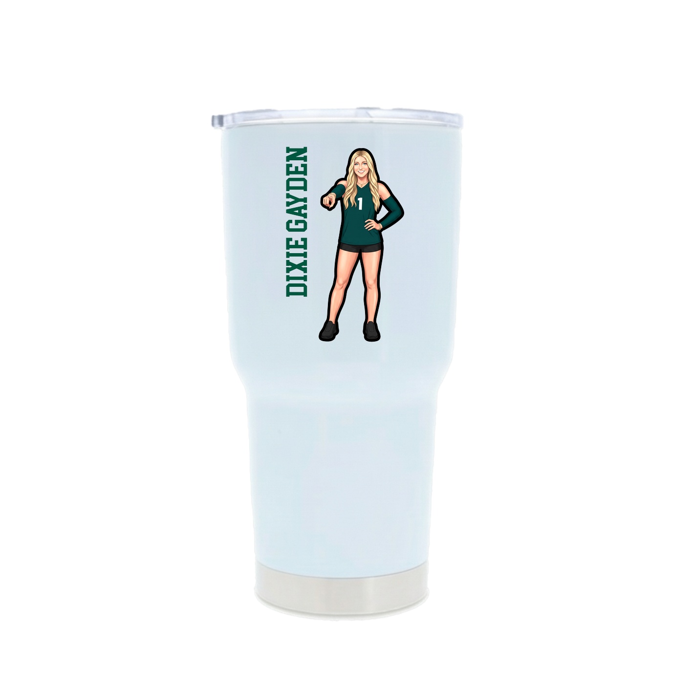 30oz Stainless Steel Tumbler — Name Vertical in White