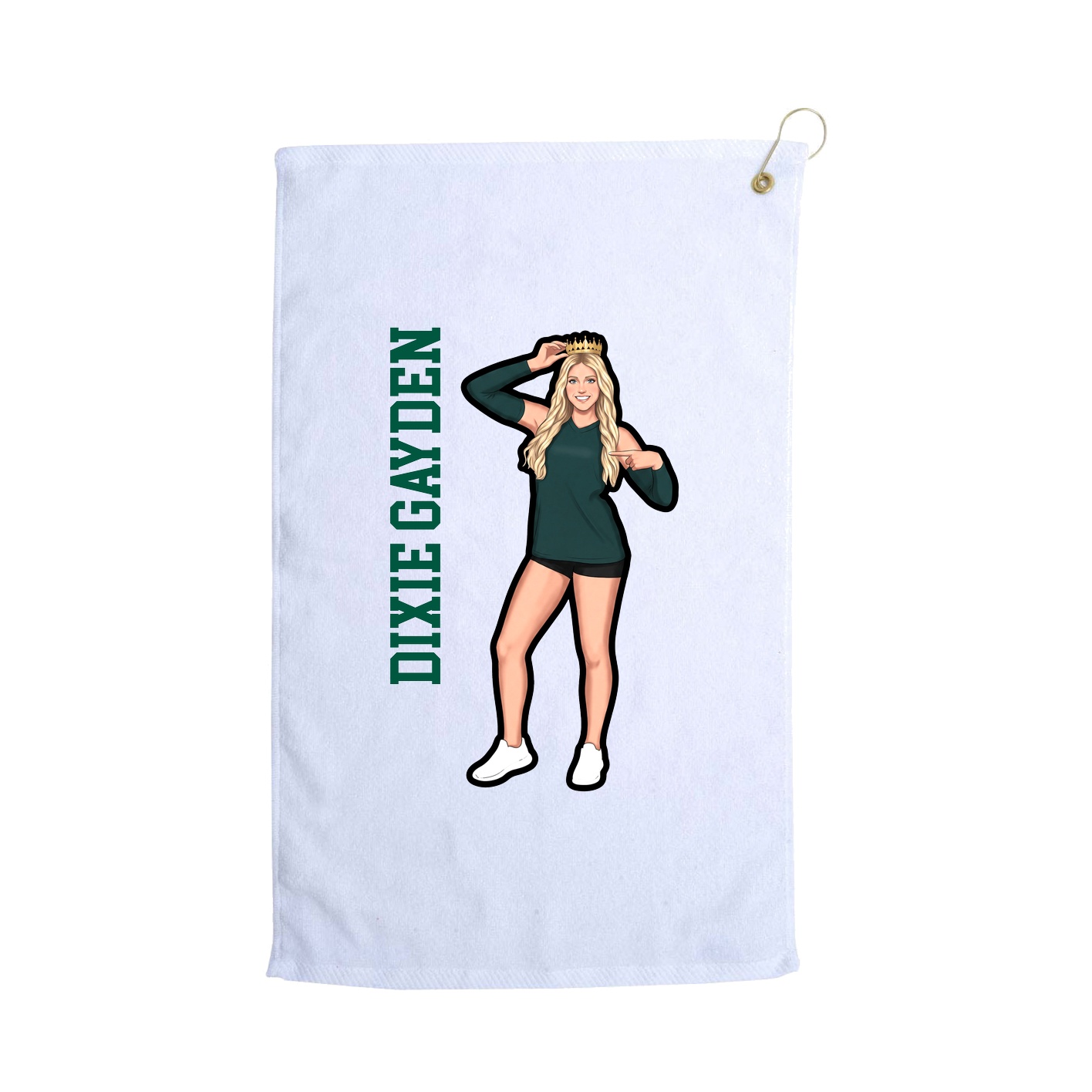 Golf Towel — Name Vertical in White