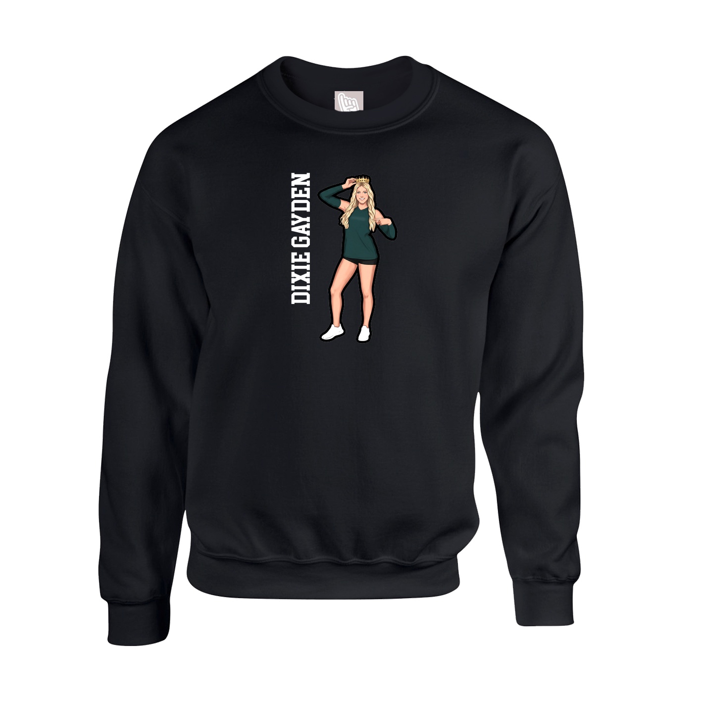 Fleece Crew — Name Vertical in Black