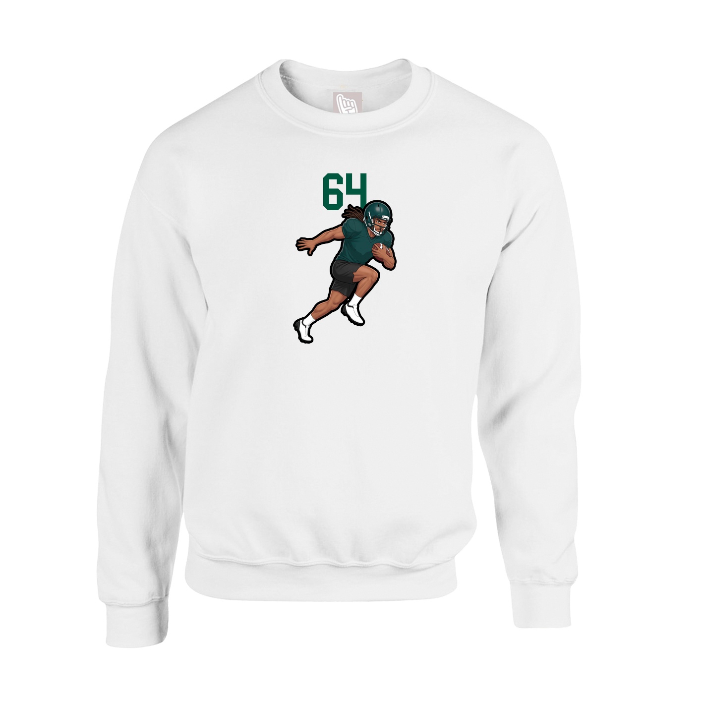 Fleece Crew — Number Top in White