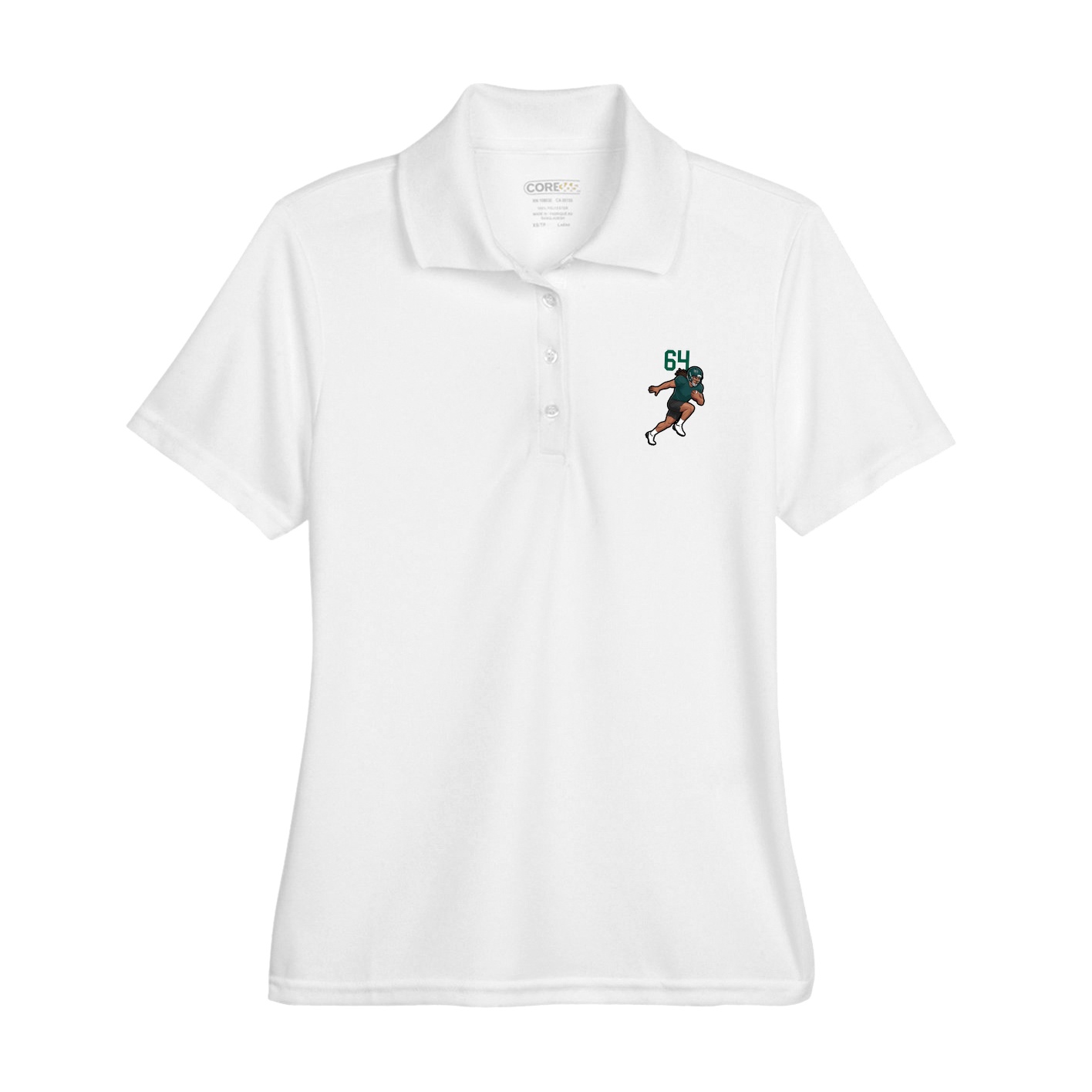 Womens Performance Polo — Number Top in White