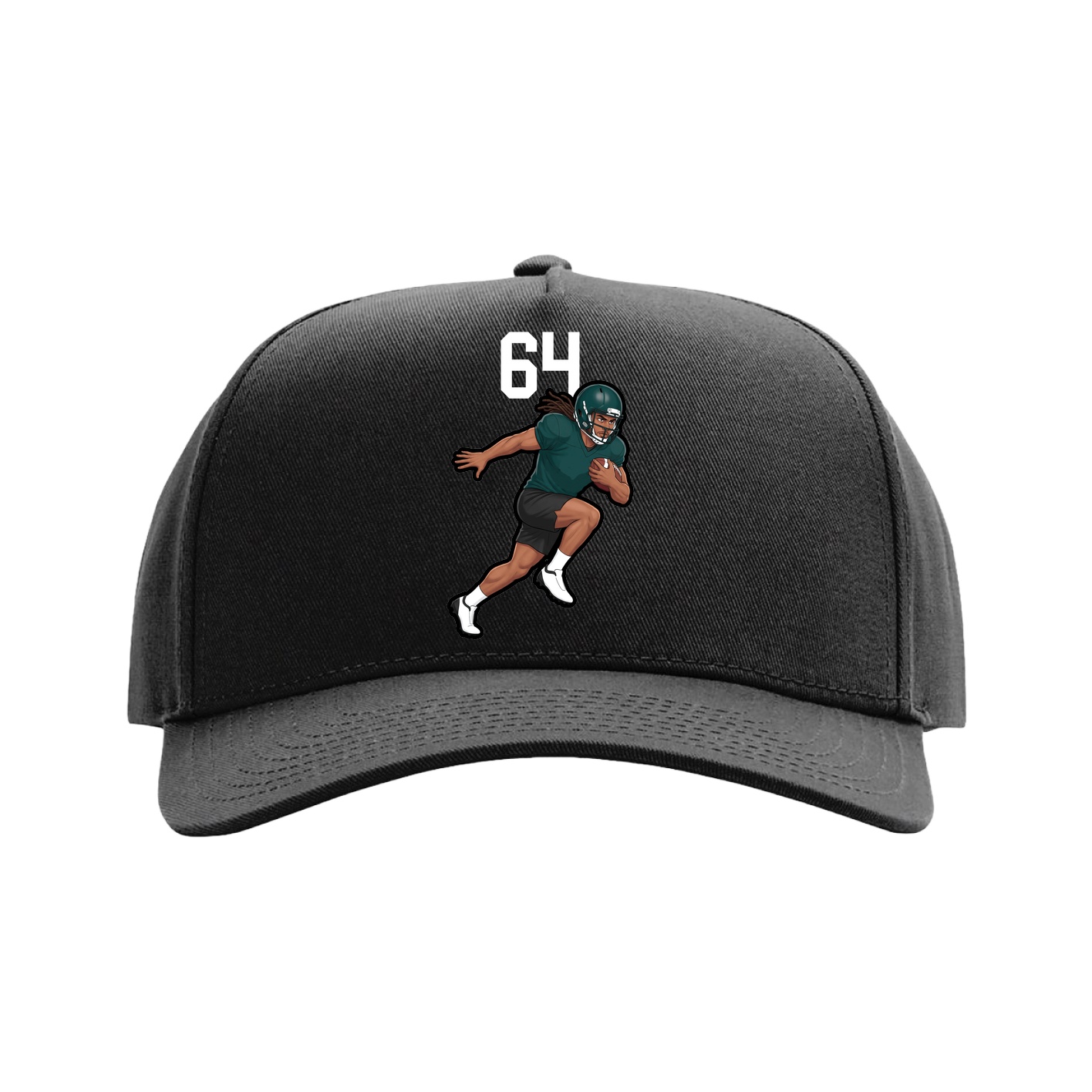 Full Fabric Five-Panel Champ Cap — Number Top in Black