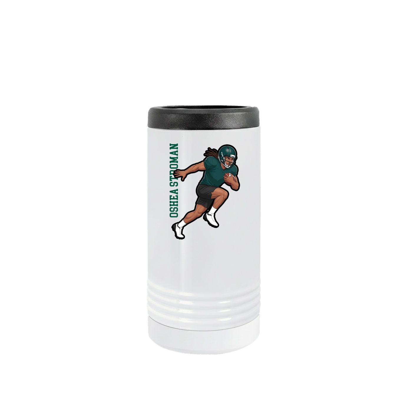 Slim Beverage Holder — Name Vertical in White