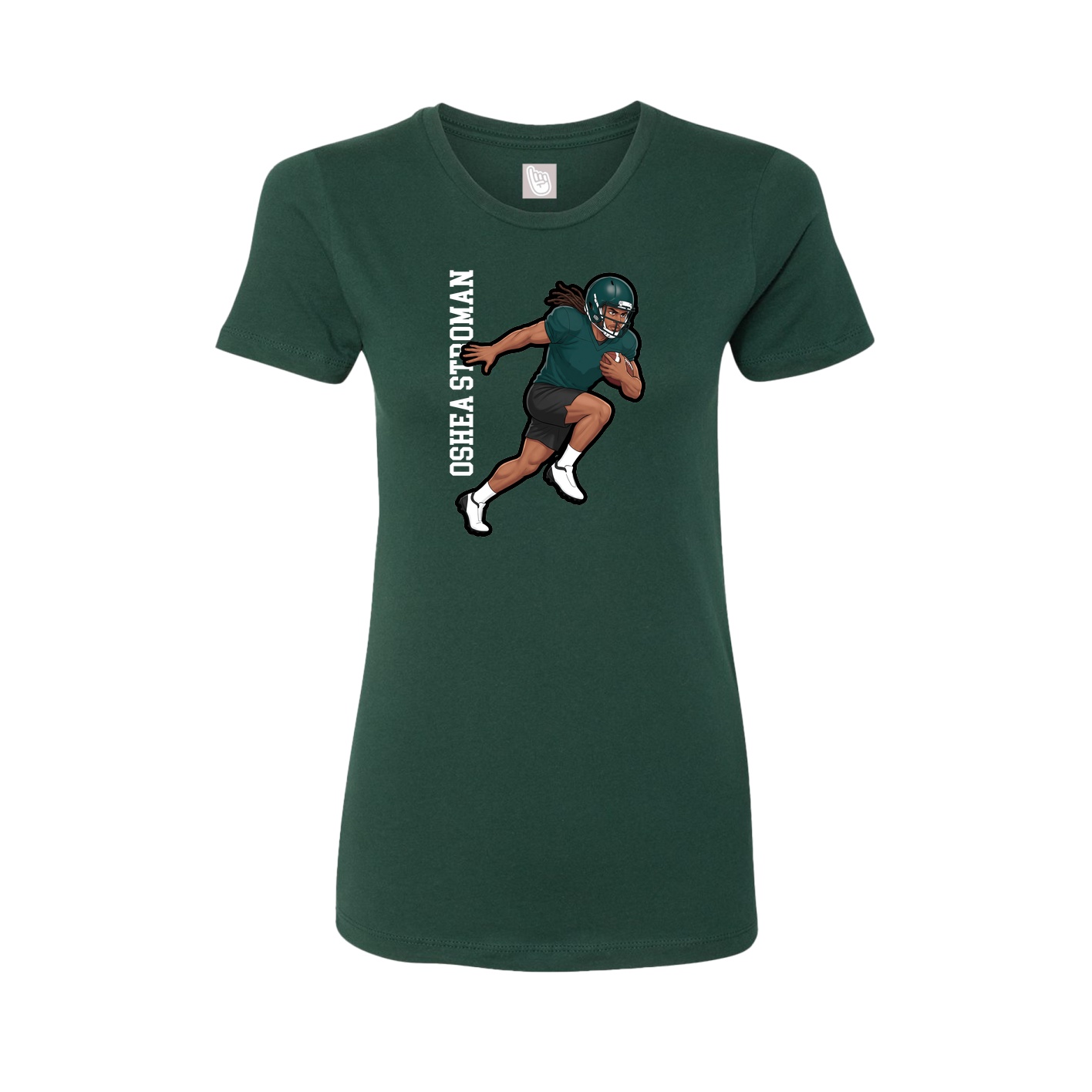 Fitted Women's Tee — Name Vertical in Green