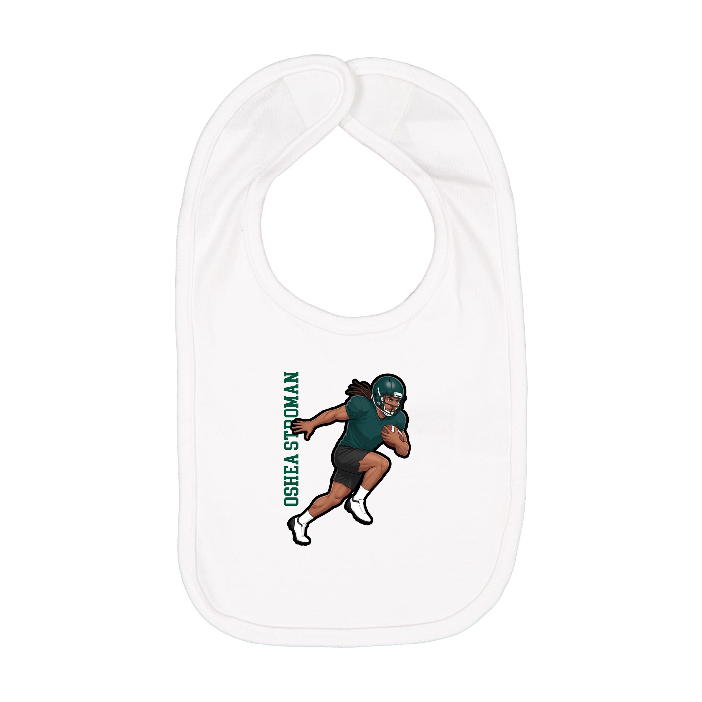 Infant Bib — Name Vertical in White