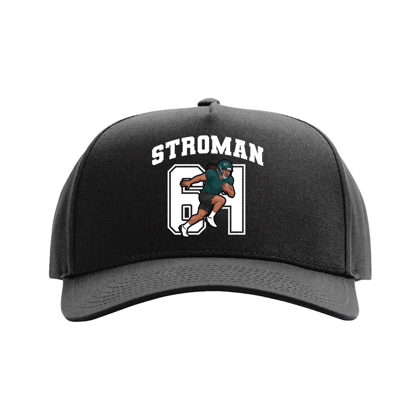 Full Fabric Five-Panel Champ Cap — Number in Black