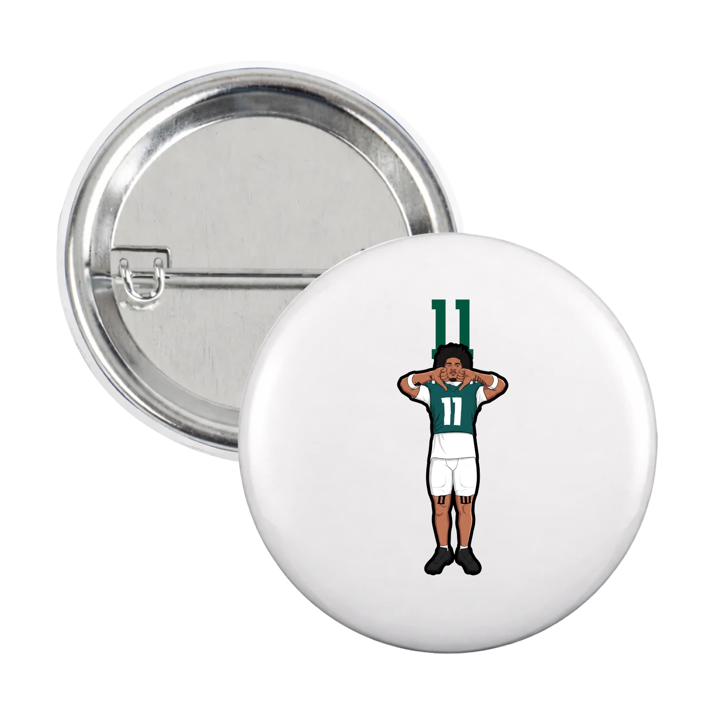 Game Day Button — Number Top in White