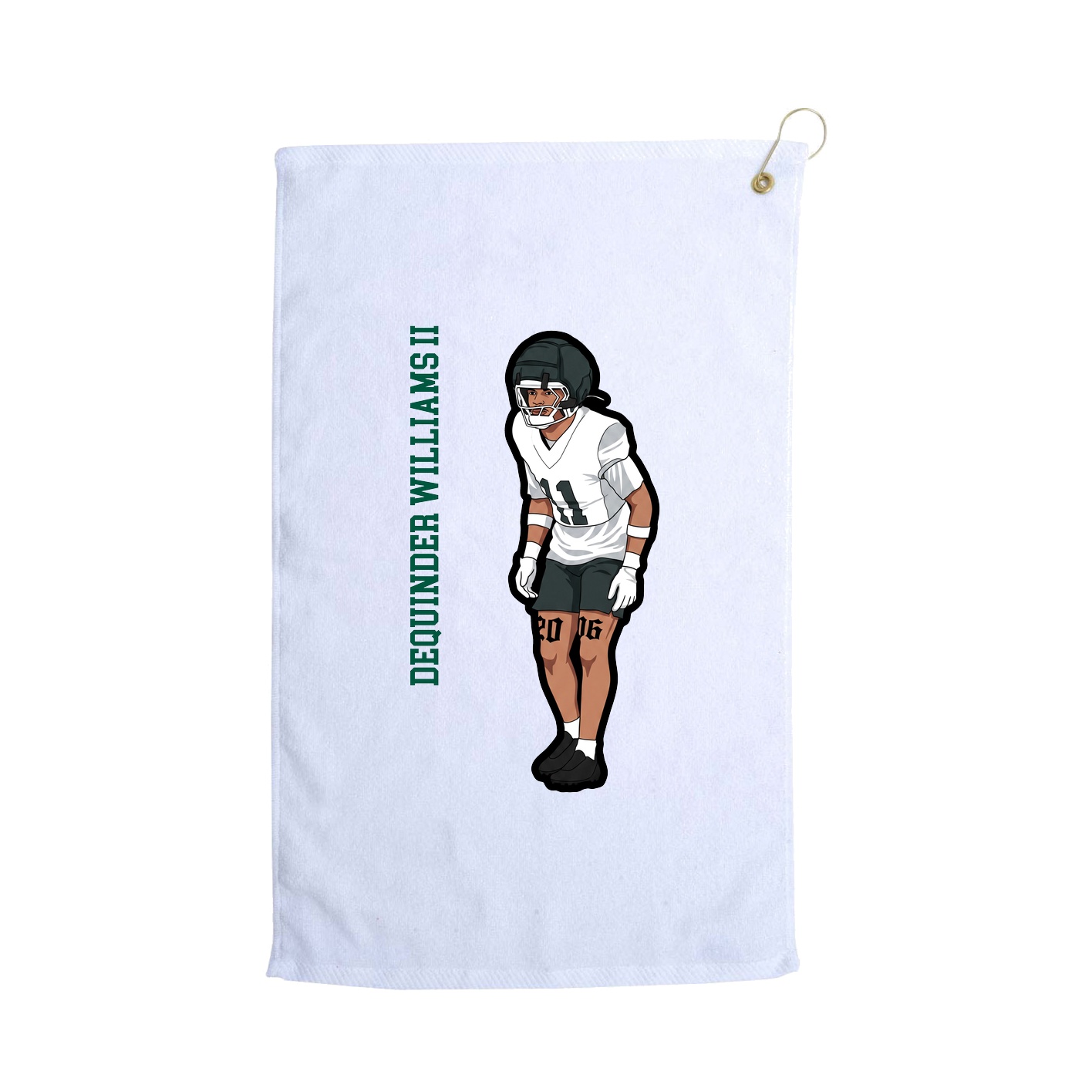 Golf Towel — Name Vertical in White