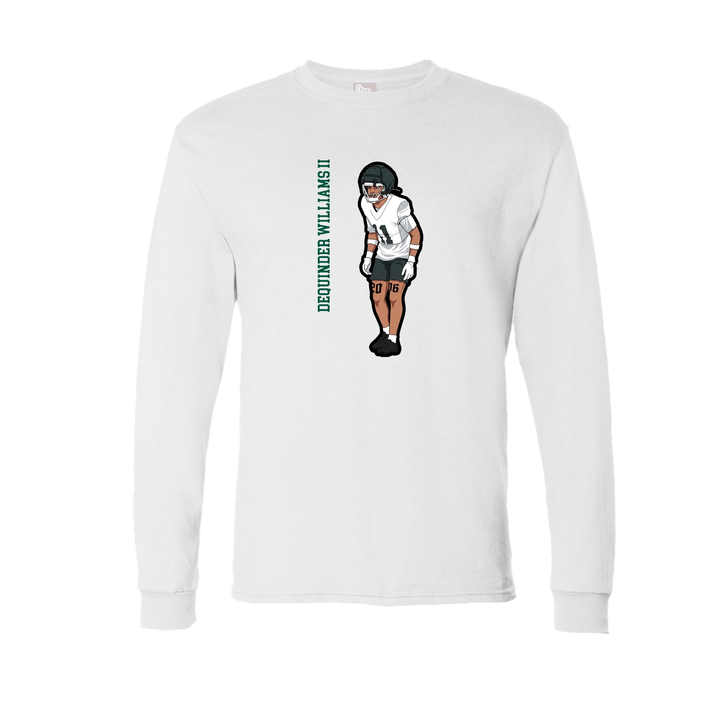 Long Sleeve Tee — Name Vertical in White