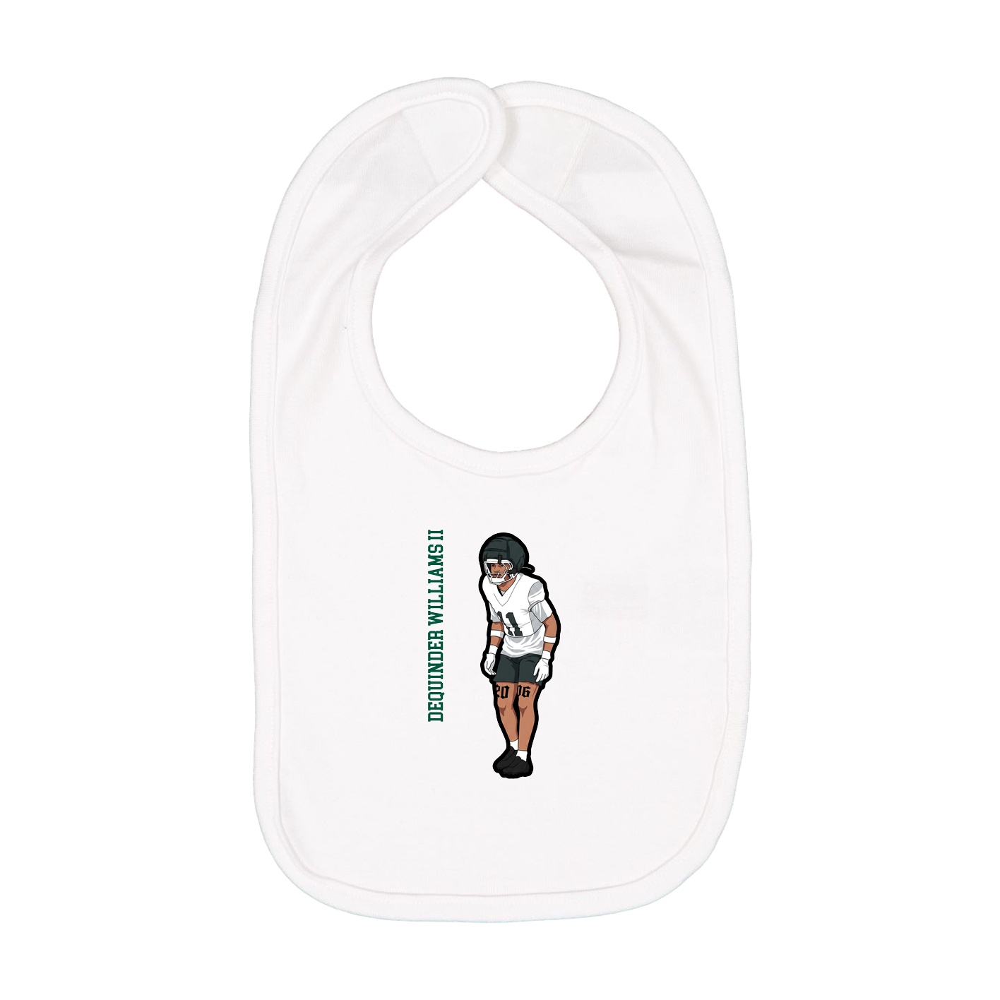 Infant Bib — Name Vertical in White