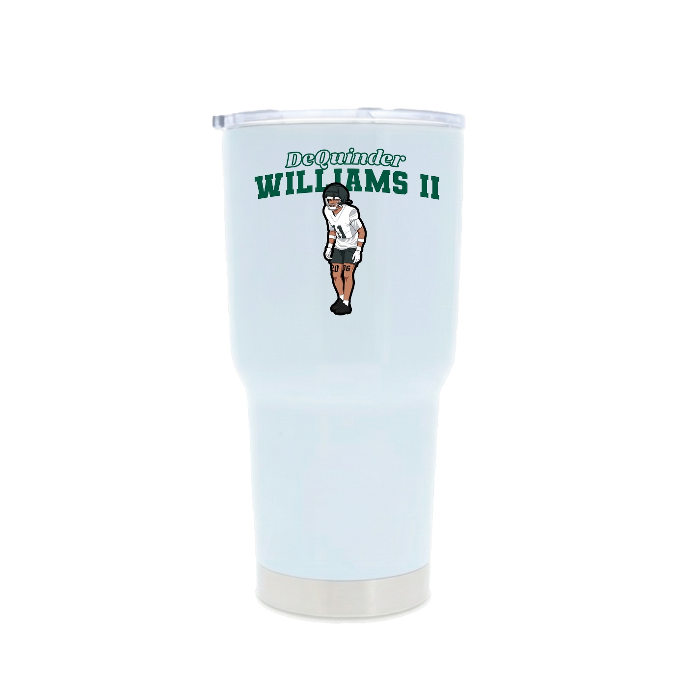 30oz Stainless Steel Tumbler — Name Arch in White