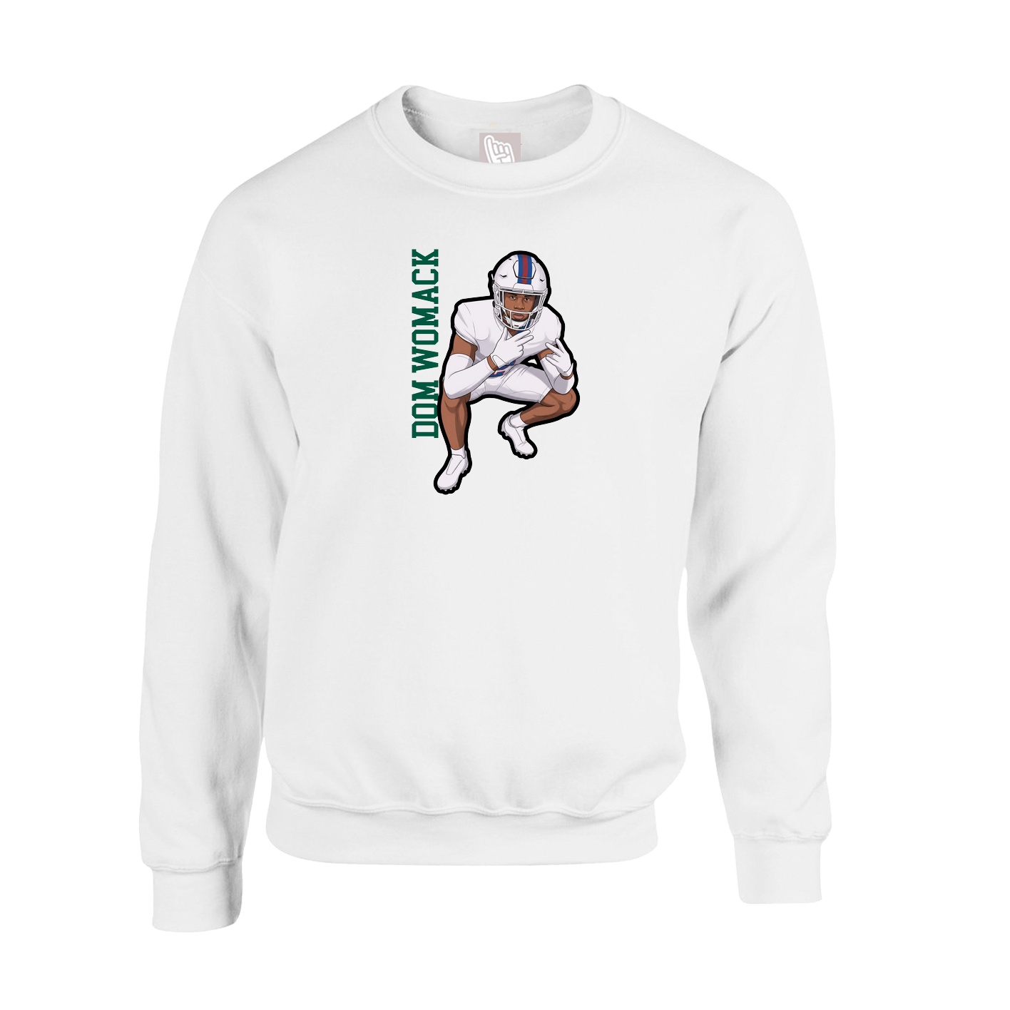 Fleece Crew — Name Vertical in White